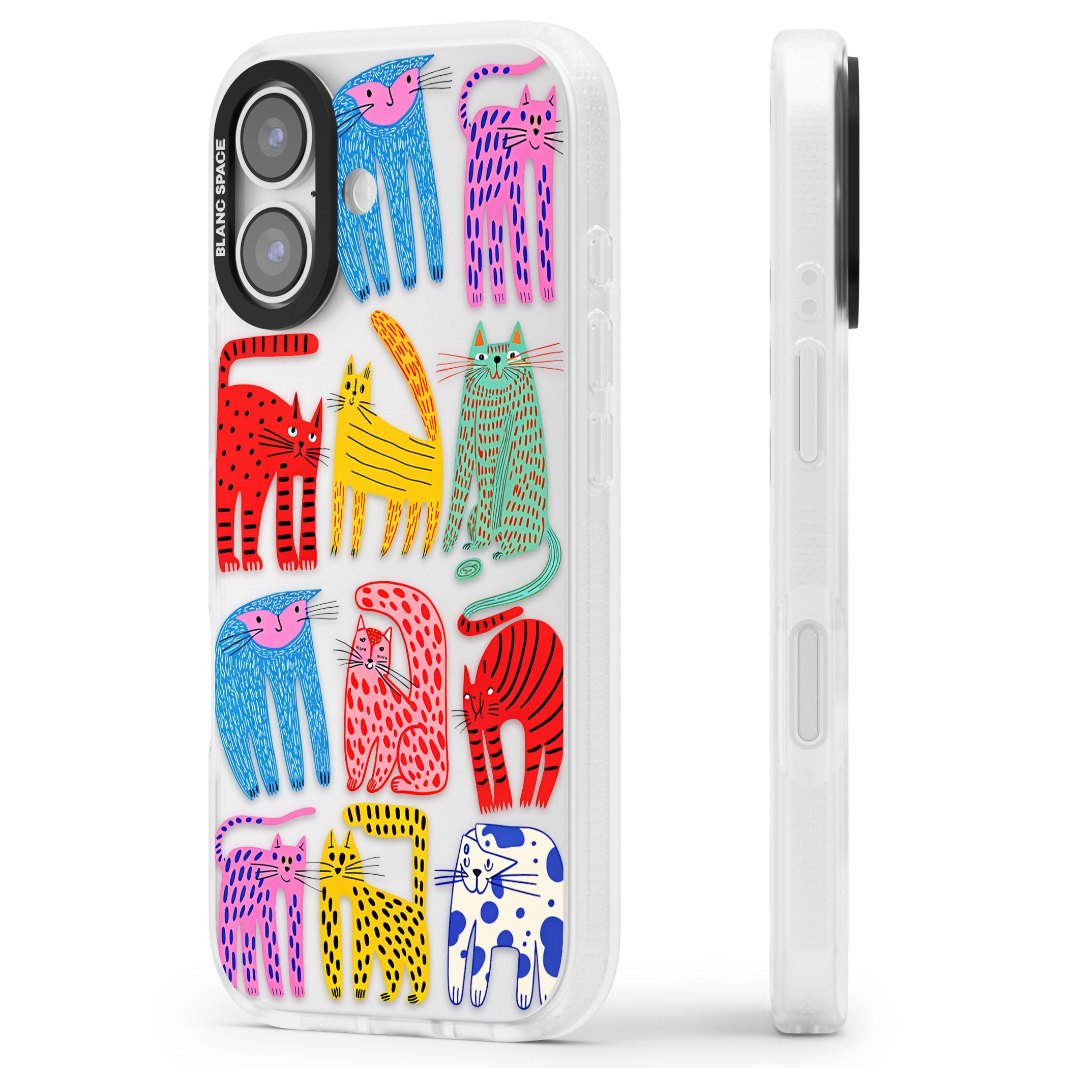 Abstract Colourful Cats iPhone 17 Impact Air Clear Phone Case Side Profile