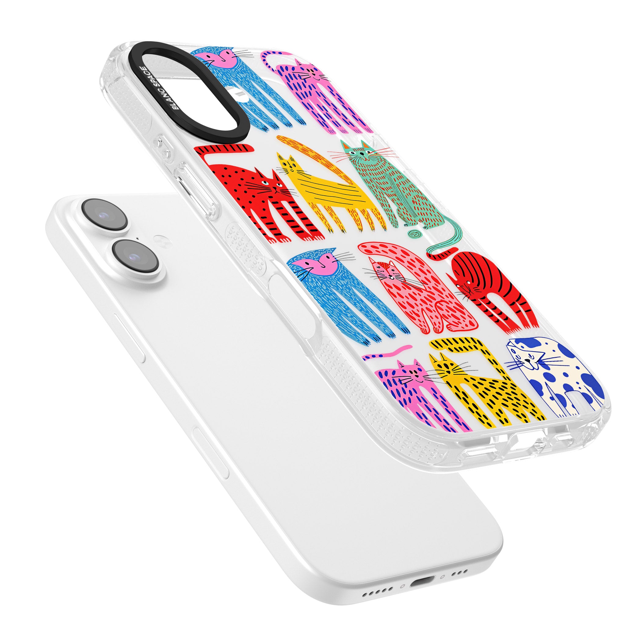 Abstract Colourful Cats iPhone 17 Impact Air Clear Phone Case Colours