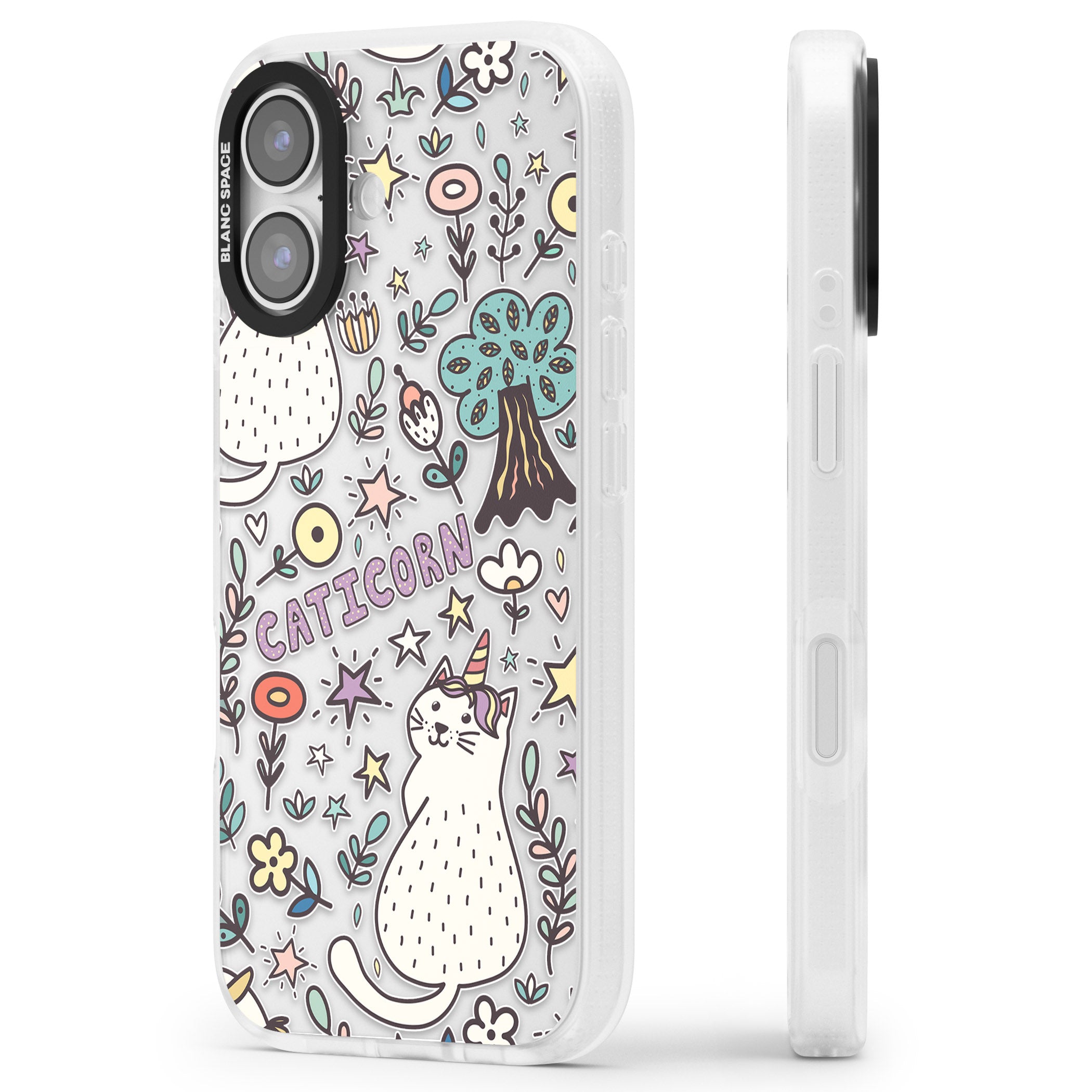 Caticorn Pattern iPhone 17 Impact Air Clear Phone Case Side Profile