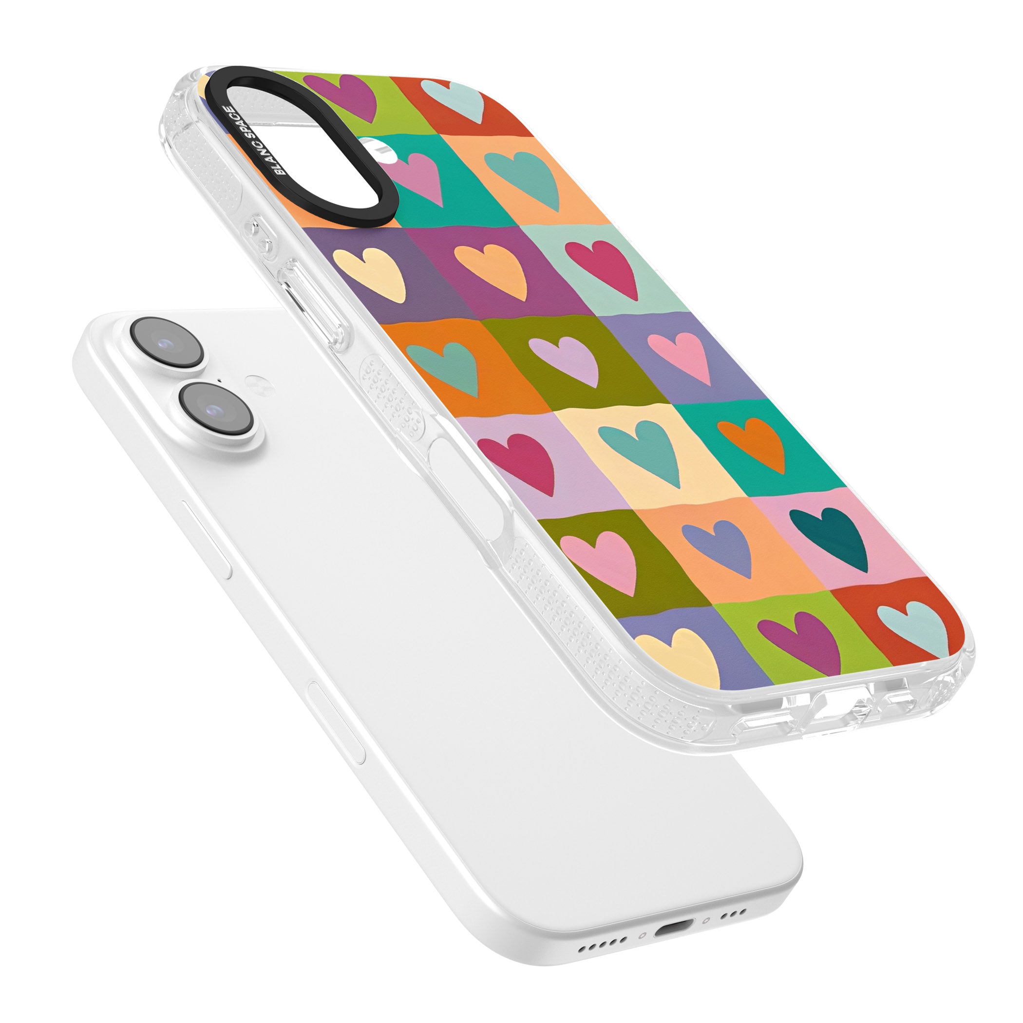 Multicolour Checked Hearts iPhone 17 Impact Air Clear Phone Case Colours
