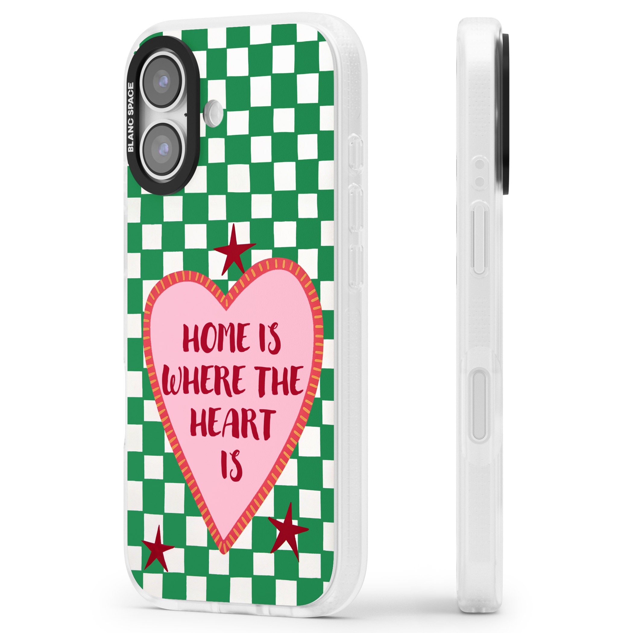 Home Is Where The Heart Is iPhone 17 Impact Air Clear Phone Case Side Profile
