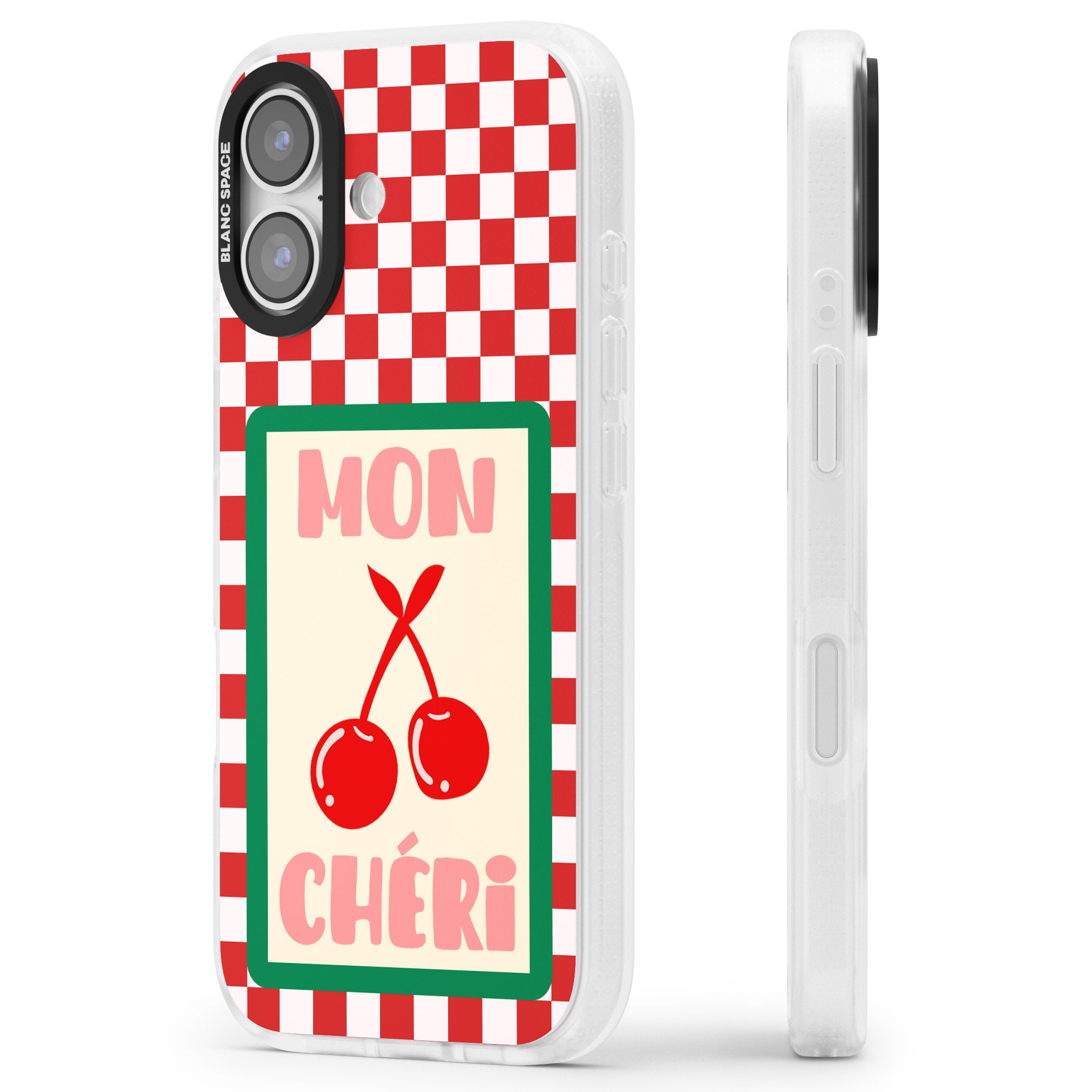 Mon Cheri iPhone 17 Impact Air Clear Phone Case Side Profile