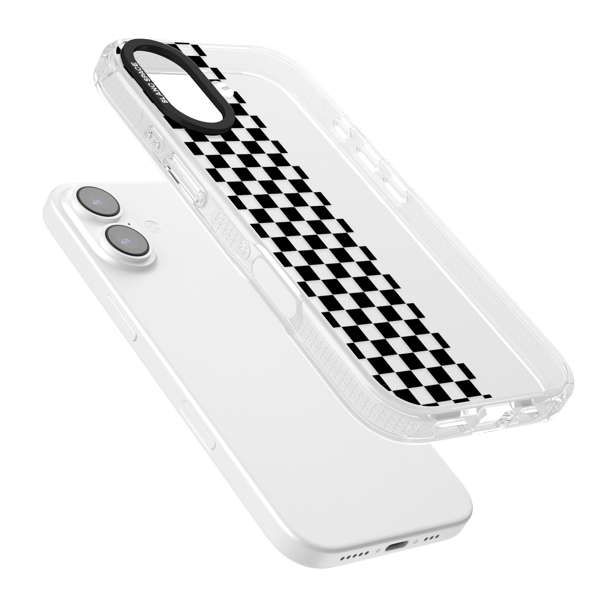 Checker: Half Black Check On Clear iPhone 17 Impact Air Clear Phone Case Colours