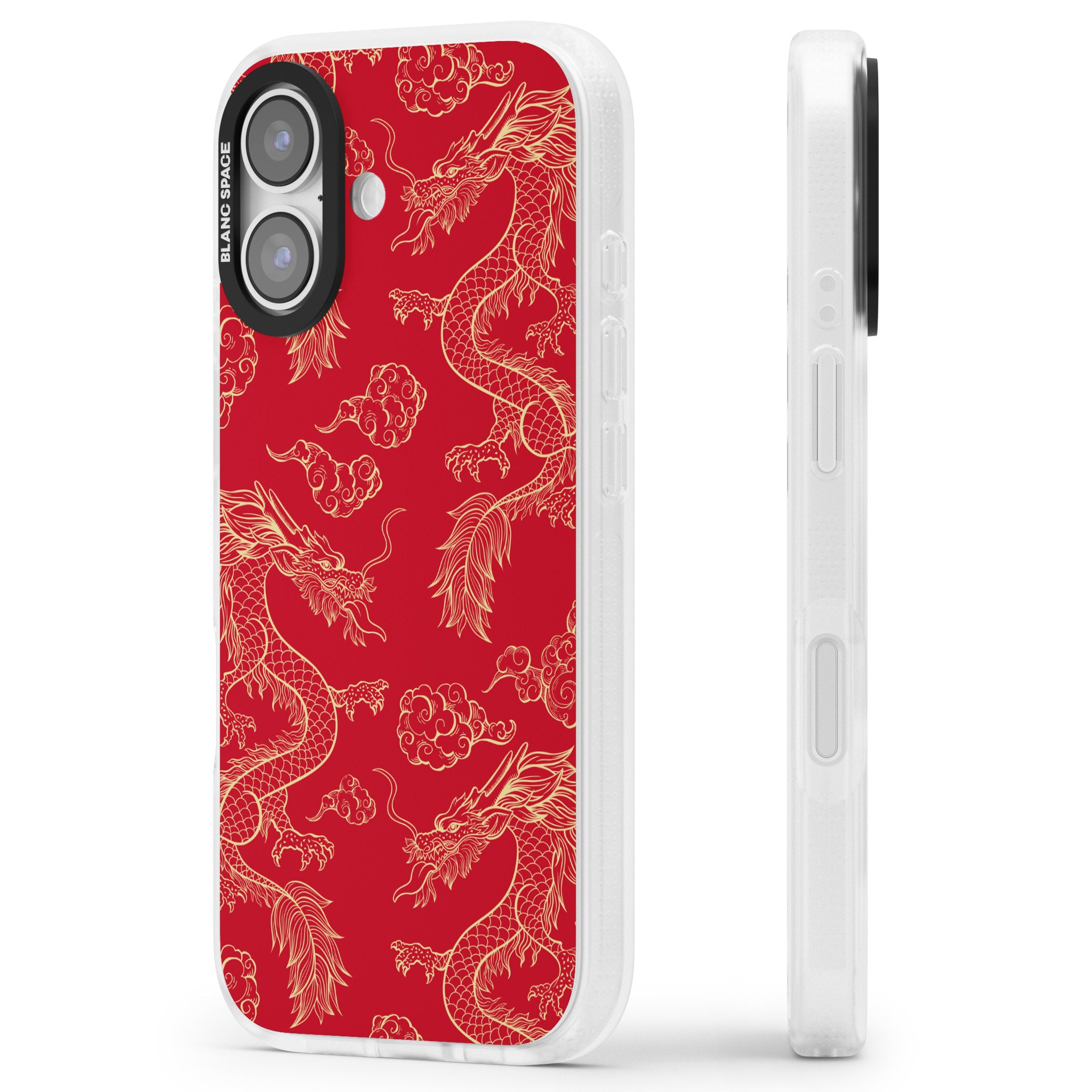 Red And Gold Dragon Pattern iPhone 17 Impact Air Clear Phone Case Side Profile