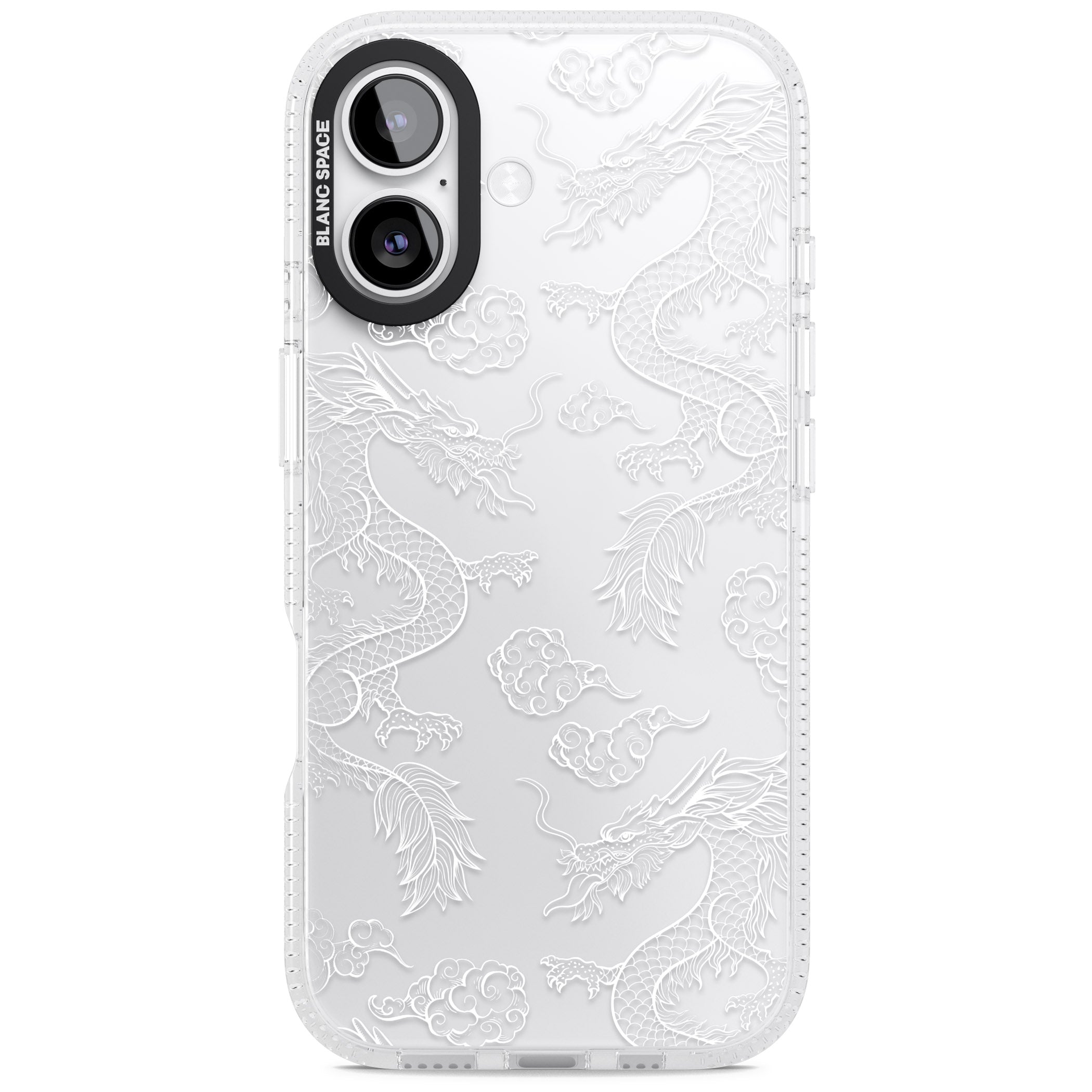 White Dragon Pattern iPhone 17 Impact Air Clear Phone Case