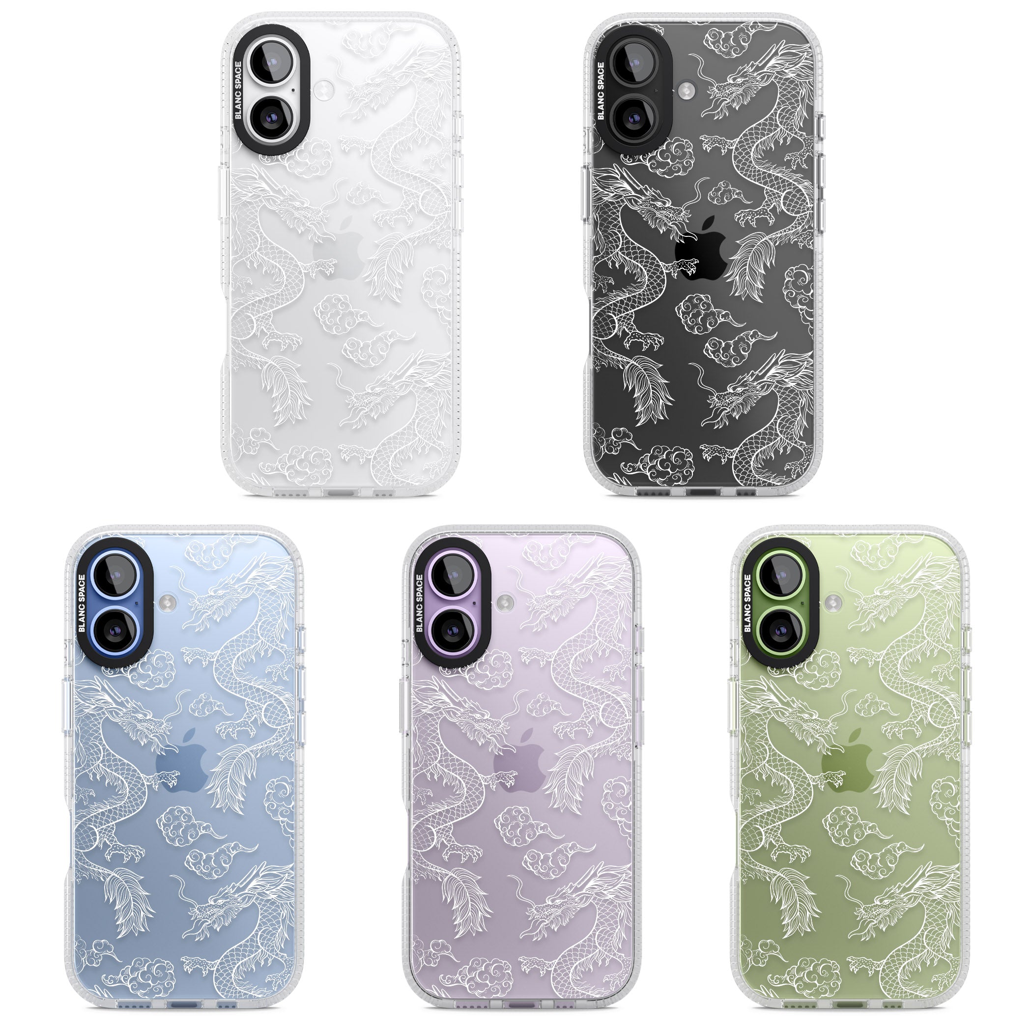 White Dragon Pattern iPhone 17 Impact Air Clear Phone Case APT Impact Protection