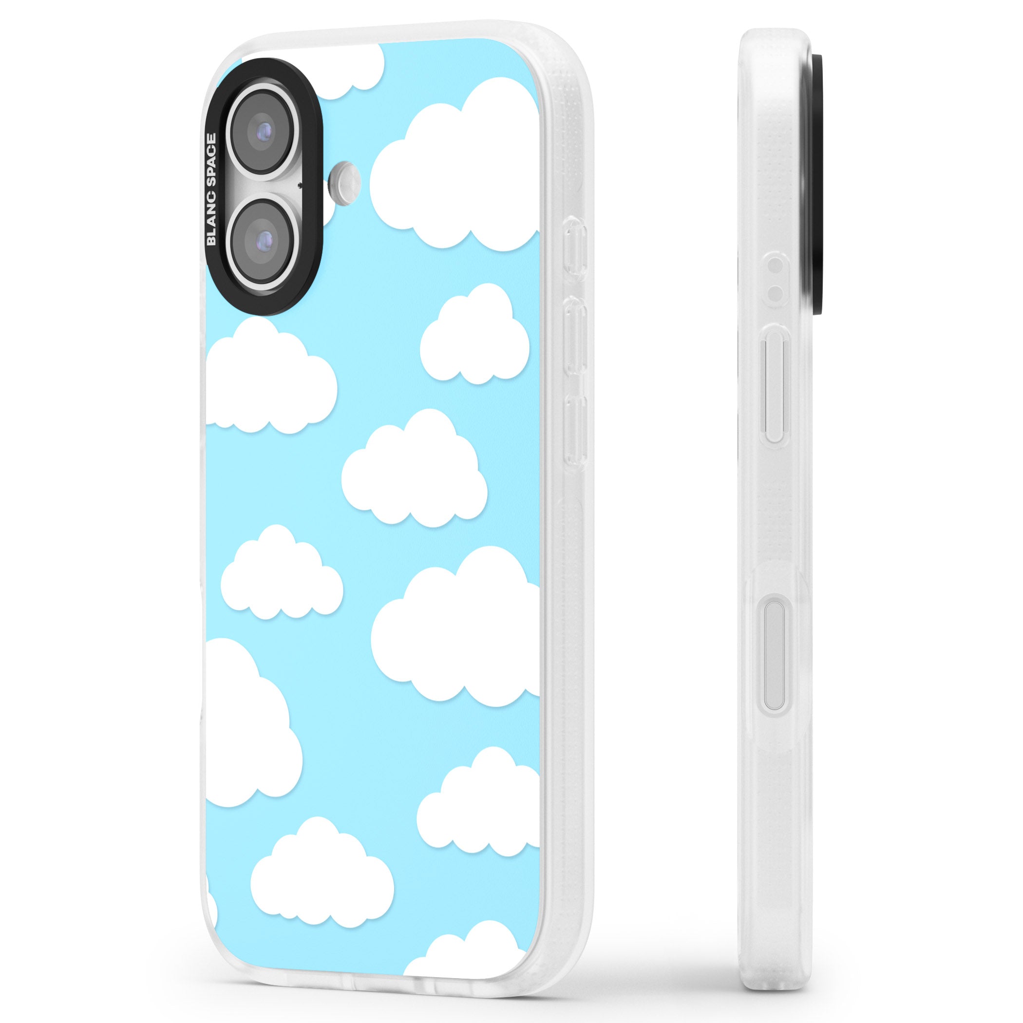 Blue Sky & Clouds Pattern iPhone 17 Impact Air Clear Phone Case Side Profile