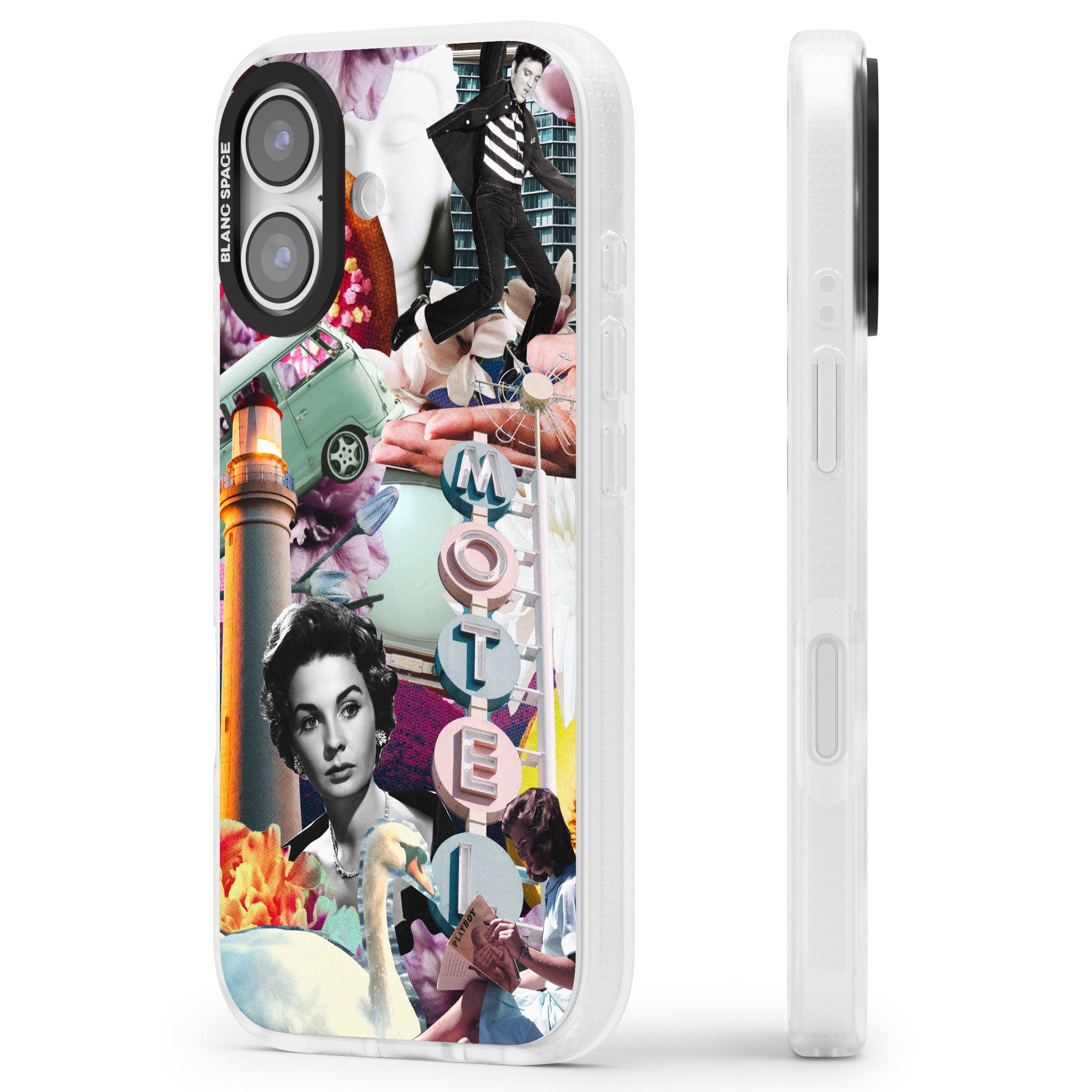 Retro Motel Collage iPhone 17 Impact Air Clear Phone Case Side Profile