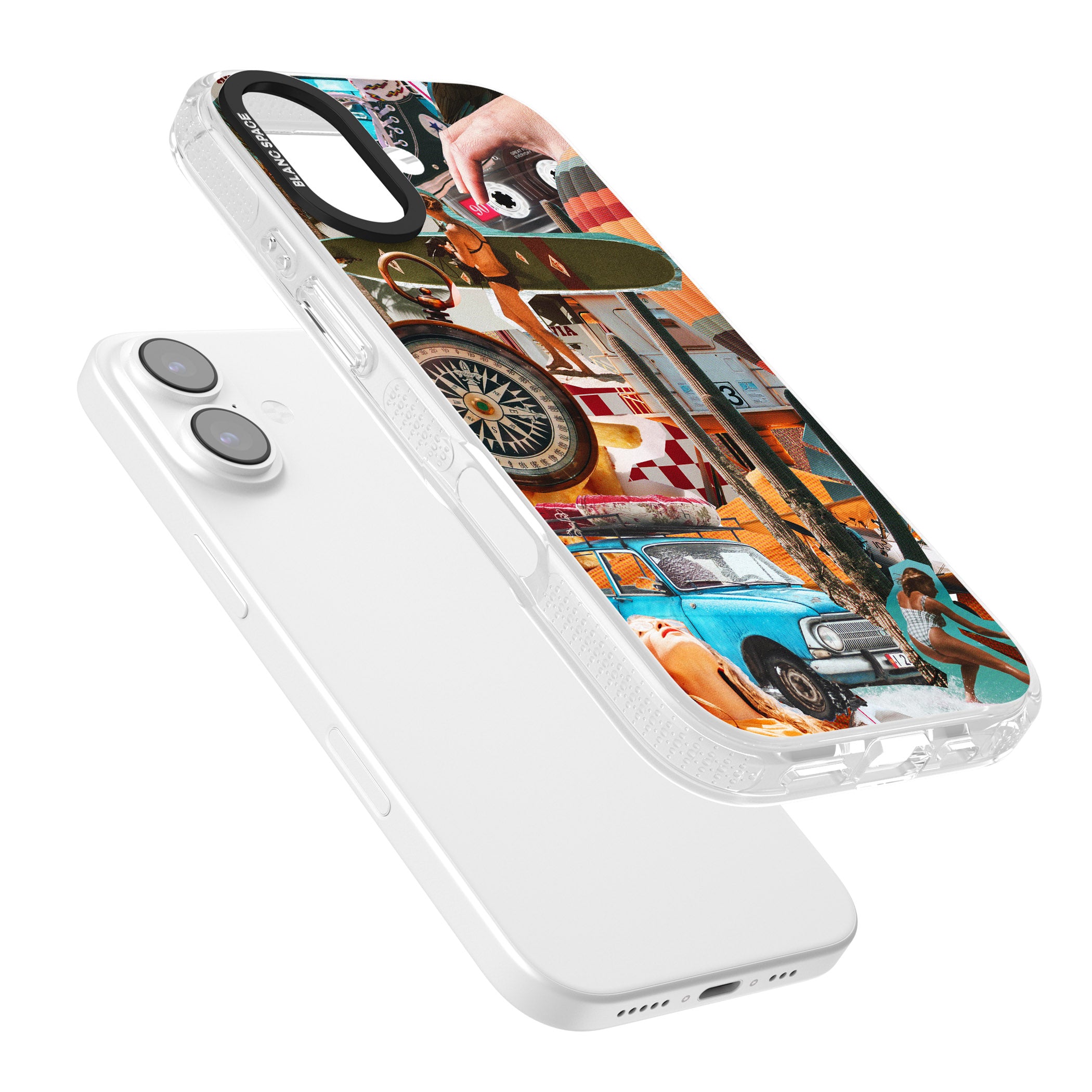 Vintage Collage: Road Trip iPhone 17 Impact Air Clear Phone Case Colours