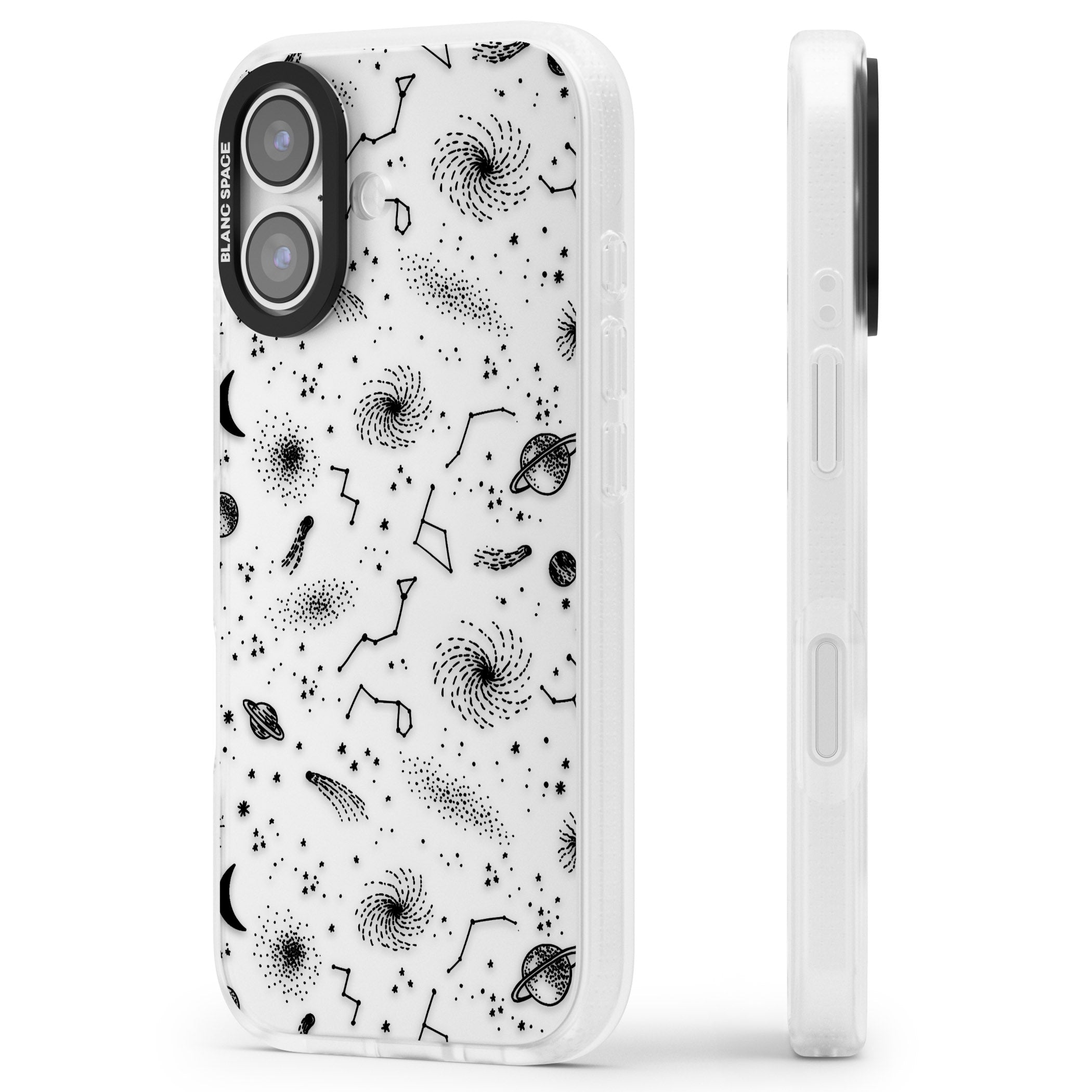 Galactic Sketch iPhone 17 Impact Air Clear Phone Case Side Profile