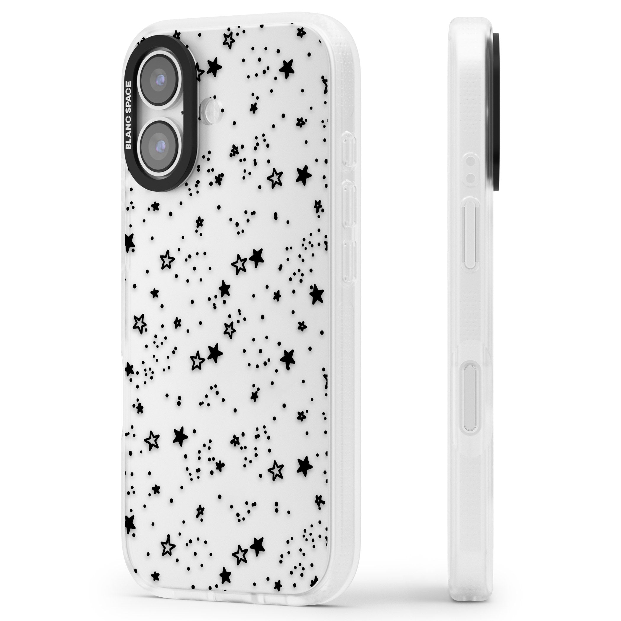 Black Star Speckle iPhone 17 Impact Air Clear Phone Case Side Profile