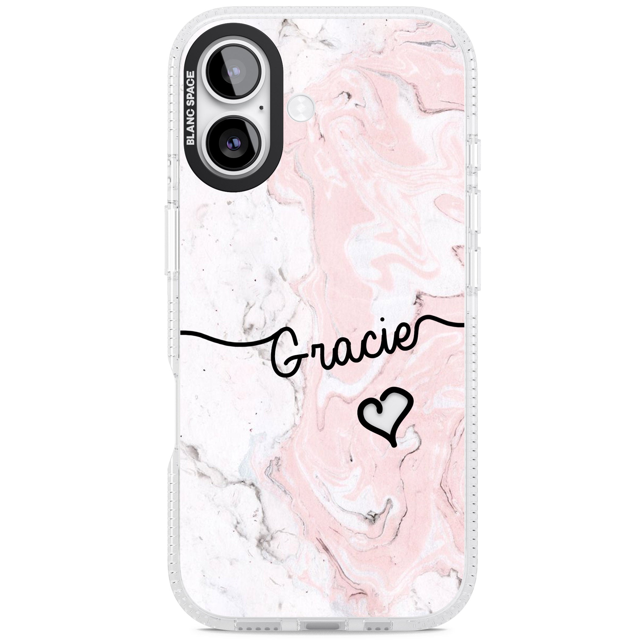Personalised Pink Marble iPhone 17 Impact Air Clear Phone Case