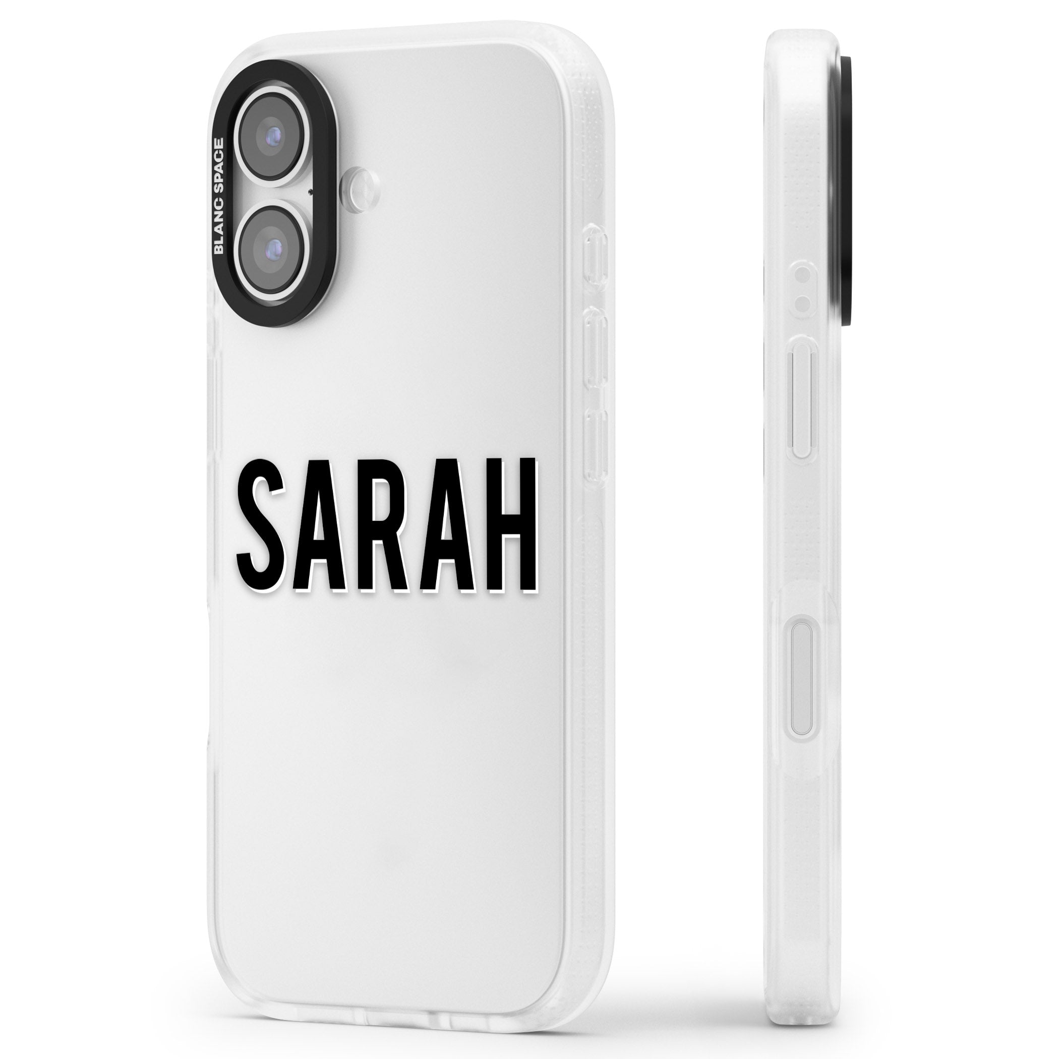 Personalised Clear Name iPhone 17 Impact Air Clear Phone Case Side Profile