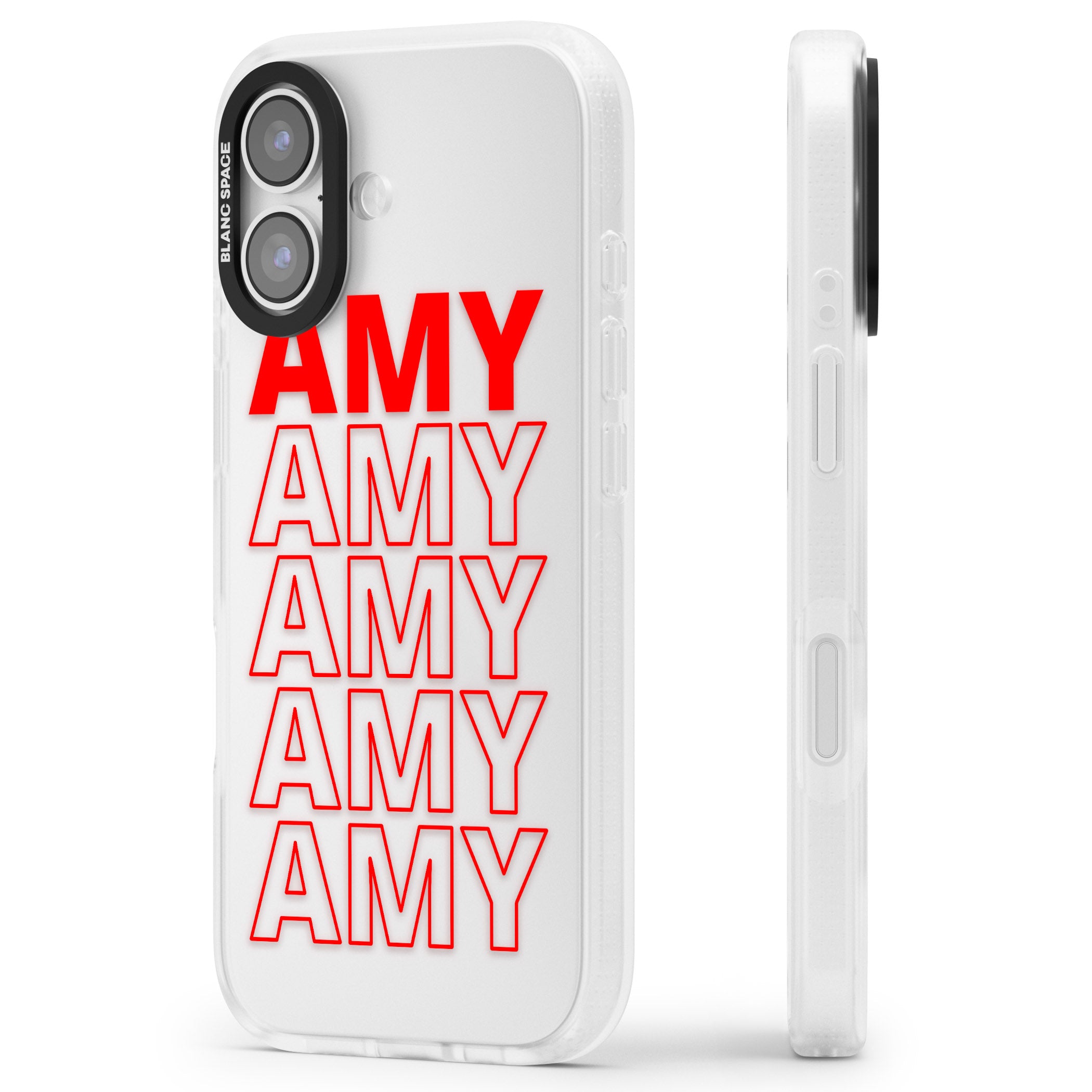 Personalised Bold Name Repeat iPhone 17 Impact Air Clear Phone Case Side Profile