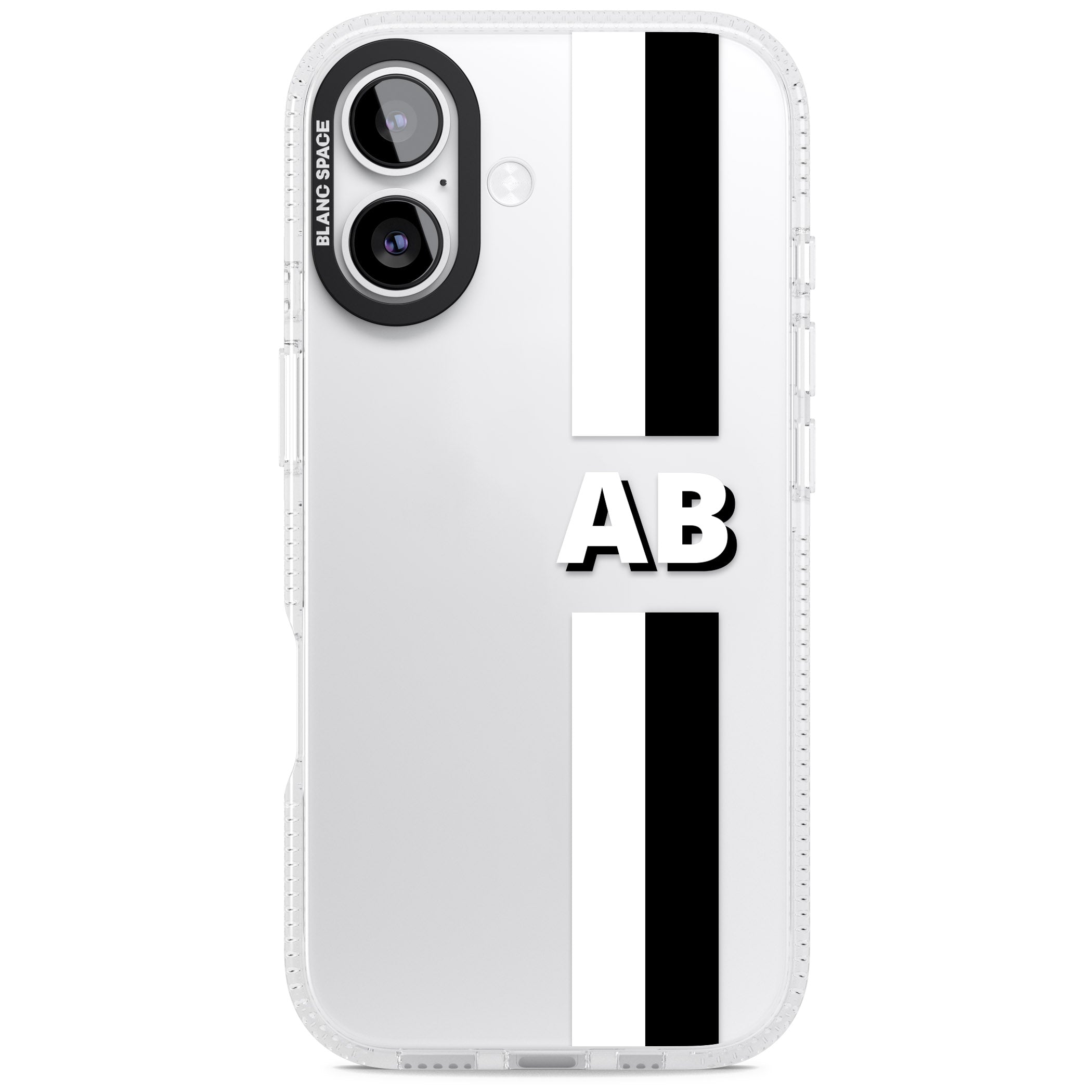 Personalised Bold Two Stripe Name iPhone 17 Impact Air Clear Phone Case
