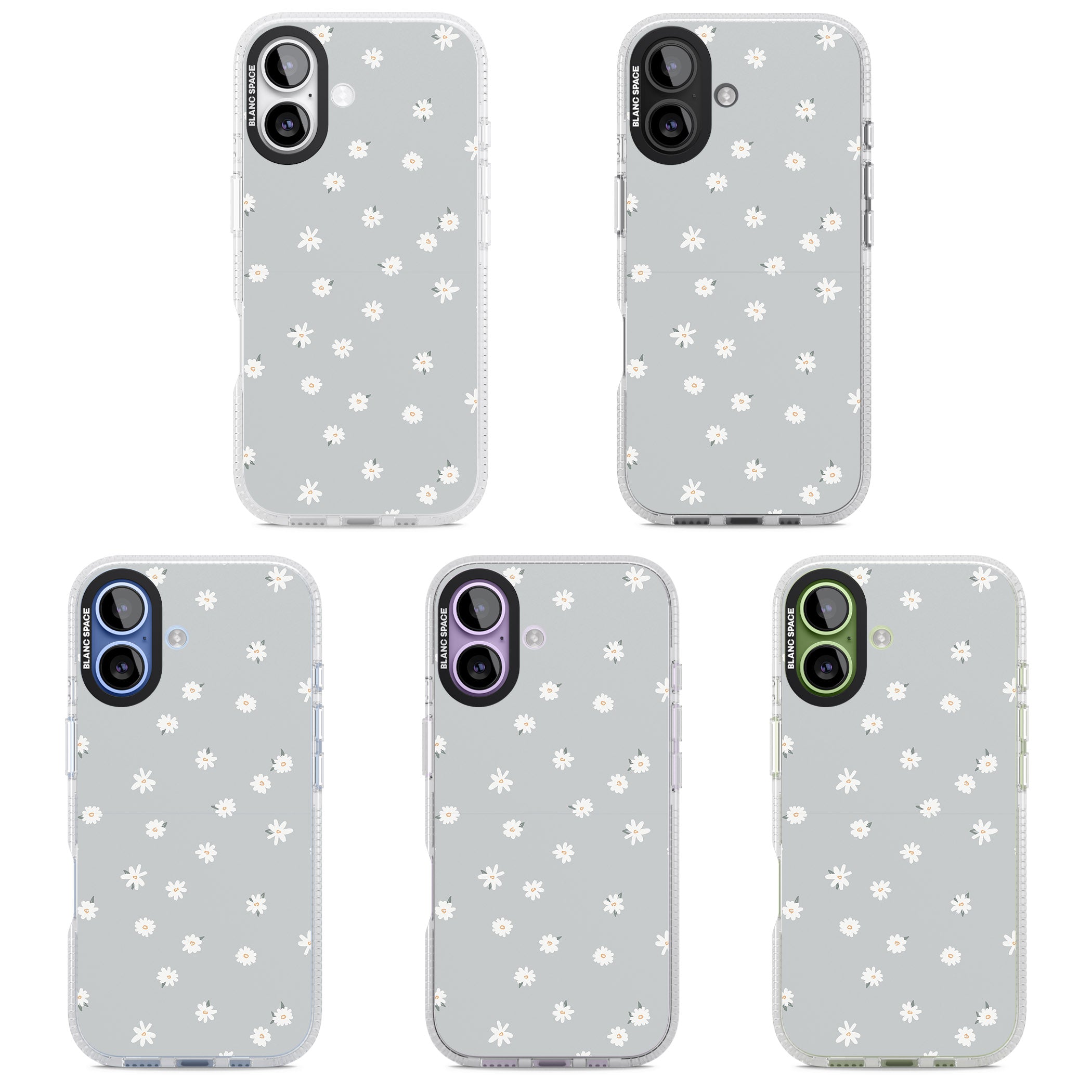 Painted Daisy Blue Grey iPhone 17 Impact Air Clear Phone Case APT Impact Protection