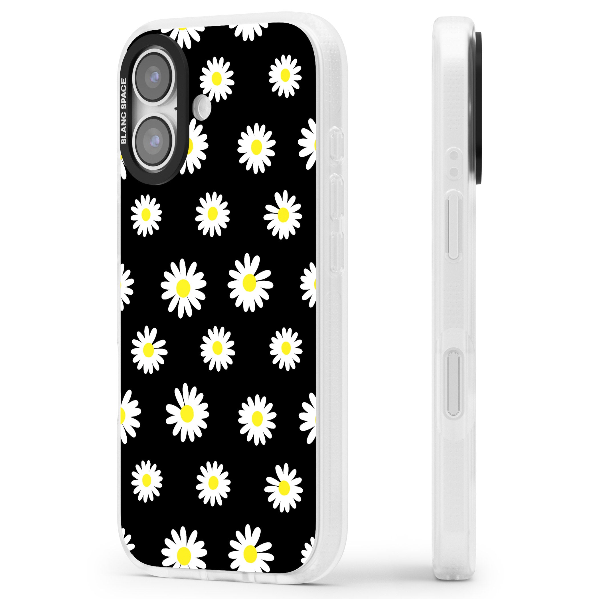 Personalised Chic Daisy Pattern iPhone 17 Impact Air Clear Phone Case Side Profile
