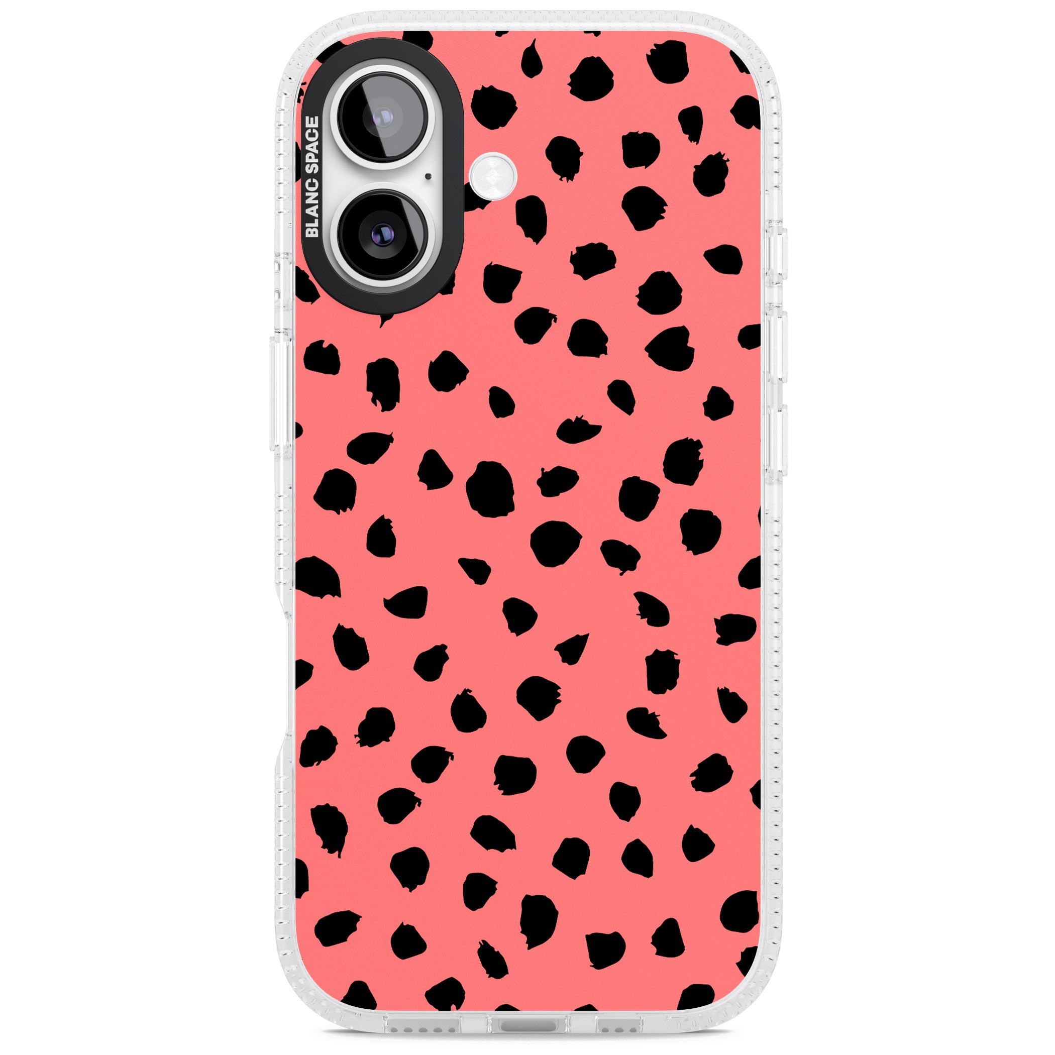 Black Dalmatian Spots On Coral iPhone 17 Impact Air Clear Phone Case
