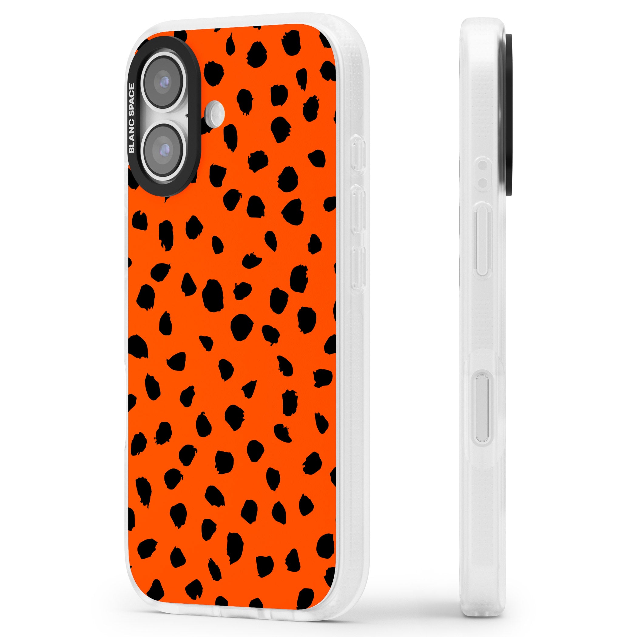Bold Red Spot Print iPhone 17 Impact Air Clear Phone Case Side Profile