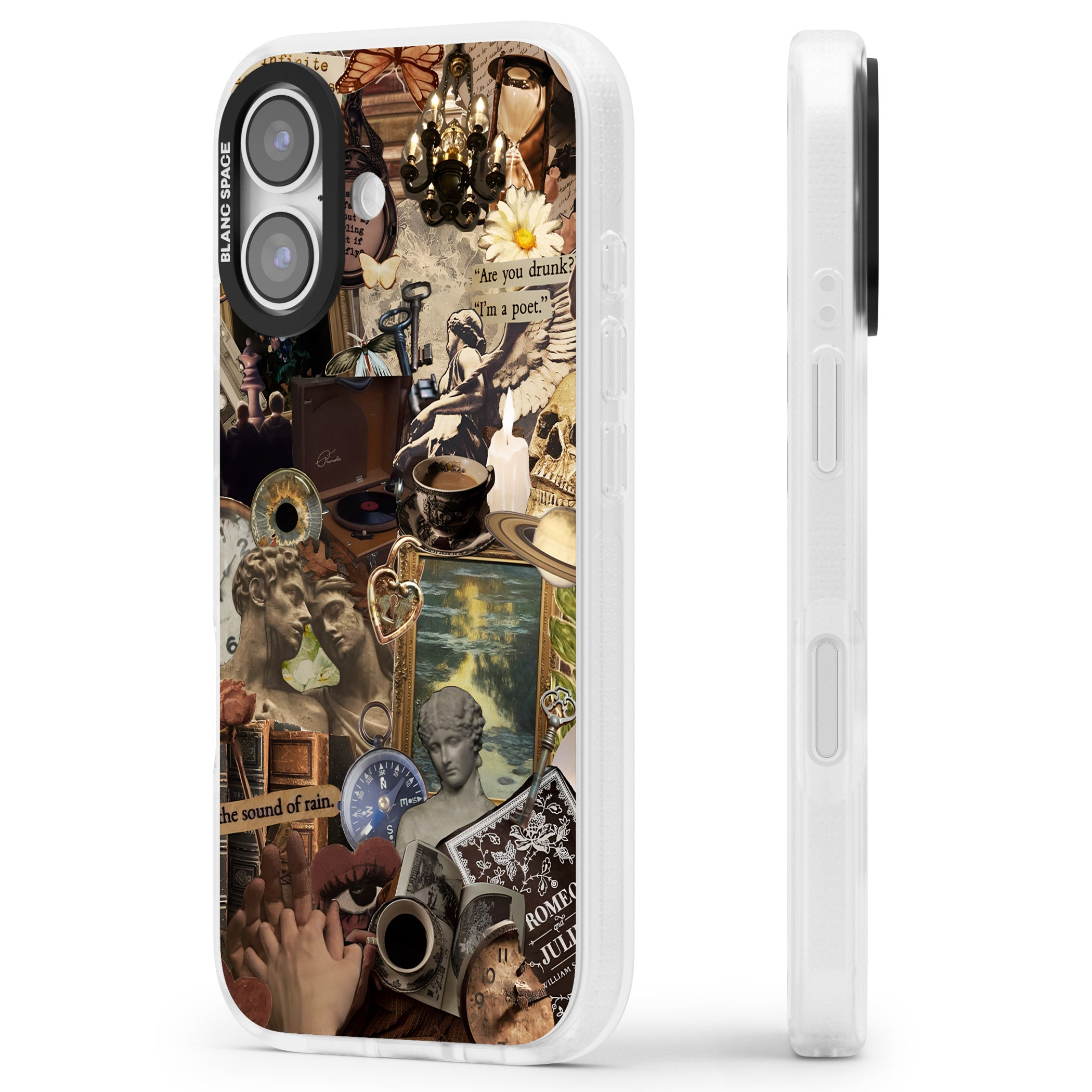 Vintage Academia Collage iPhone 17 Impact Air Clear Phone Case Side Profile