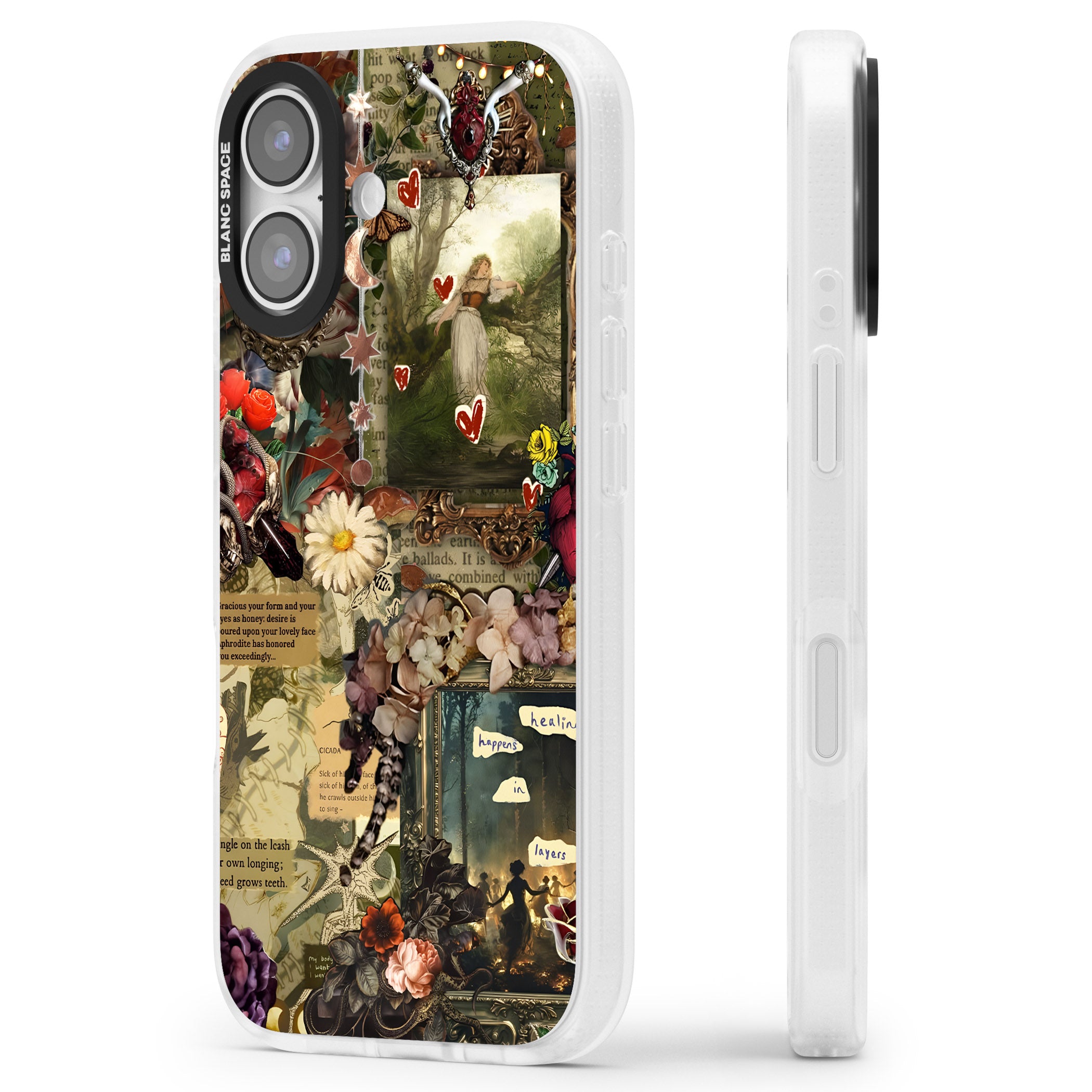 Textbook Romance Collage iPhone 17 Impact Air Clear Phone Case Side Profile