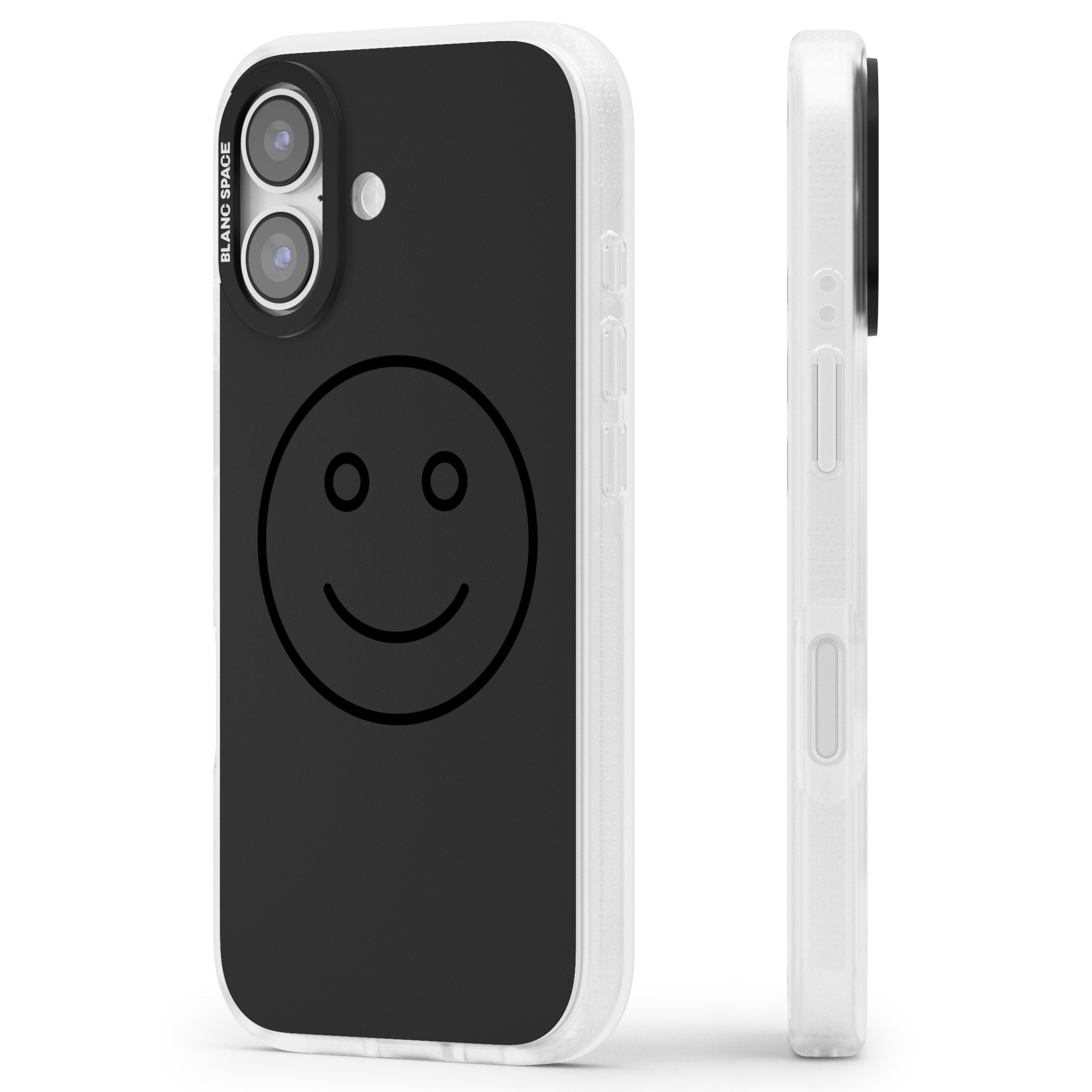 Dark Smiley Face iPhone 17 Impact Air Clear Phone Case Side Profile