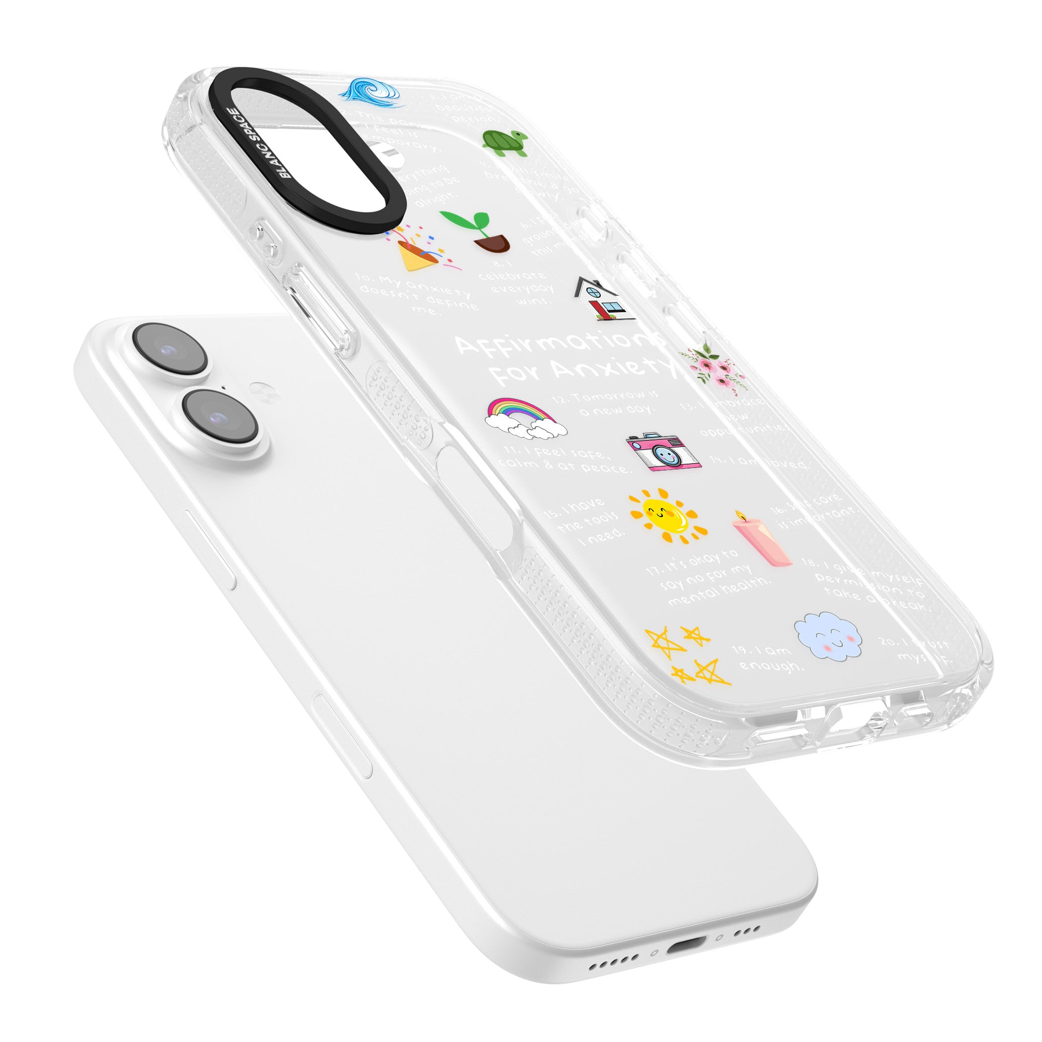 Anxiety White Text iPhone 17 Impact Air Clear Phone Case Colours