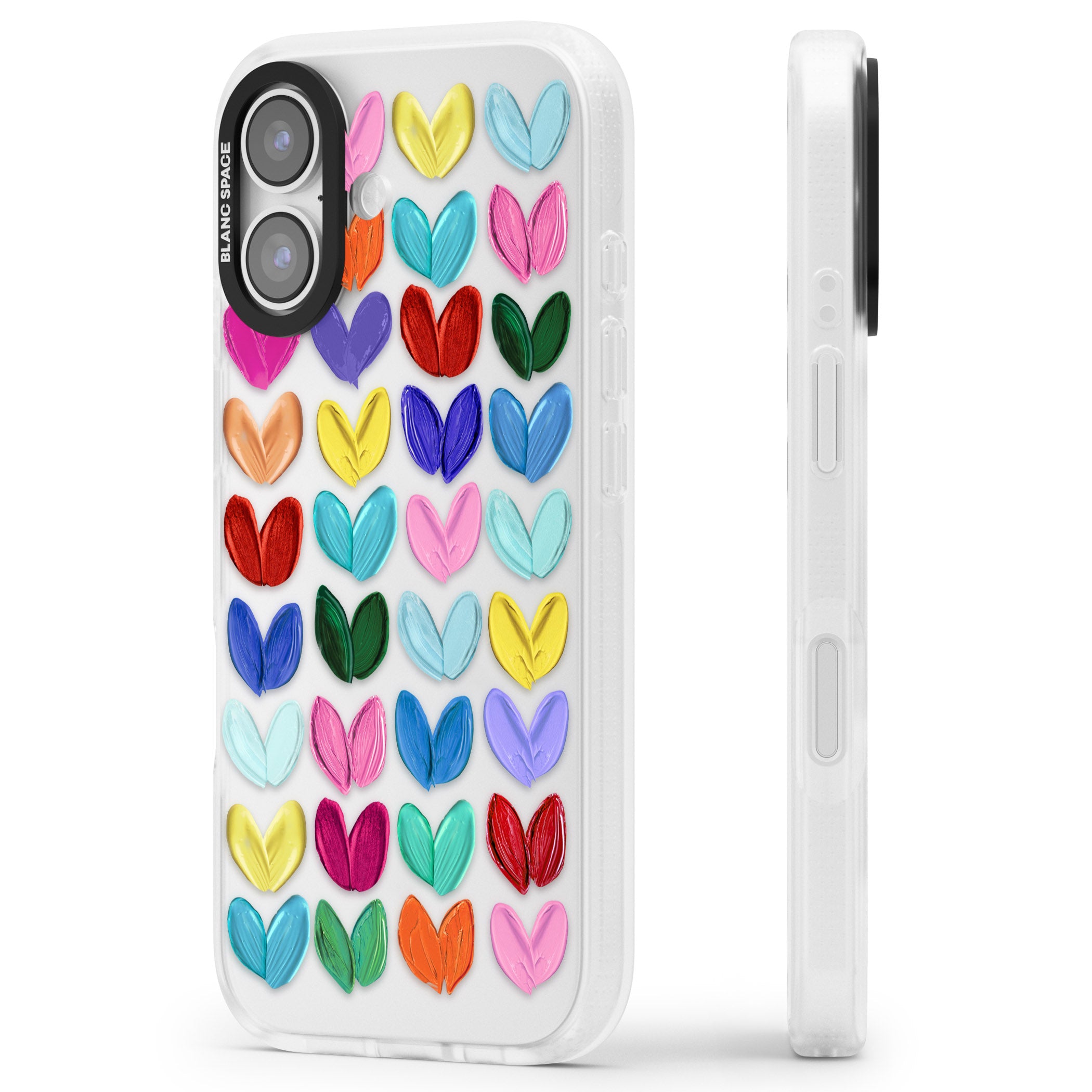 Oil Painted Hearts iPhone 17 Impact Air Clear Phone Case Side Profile