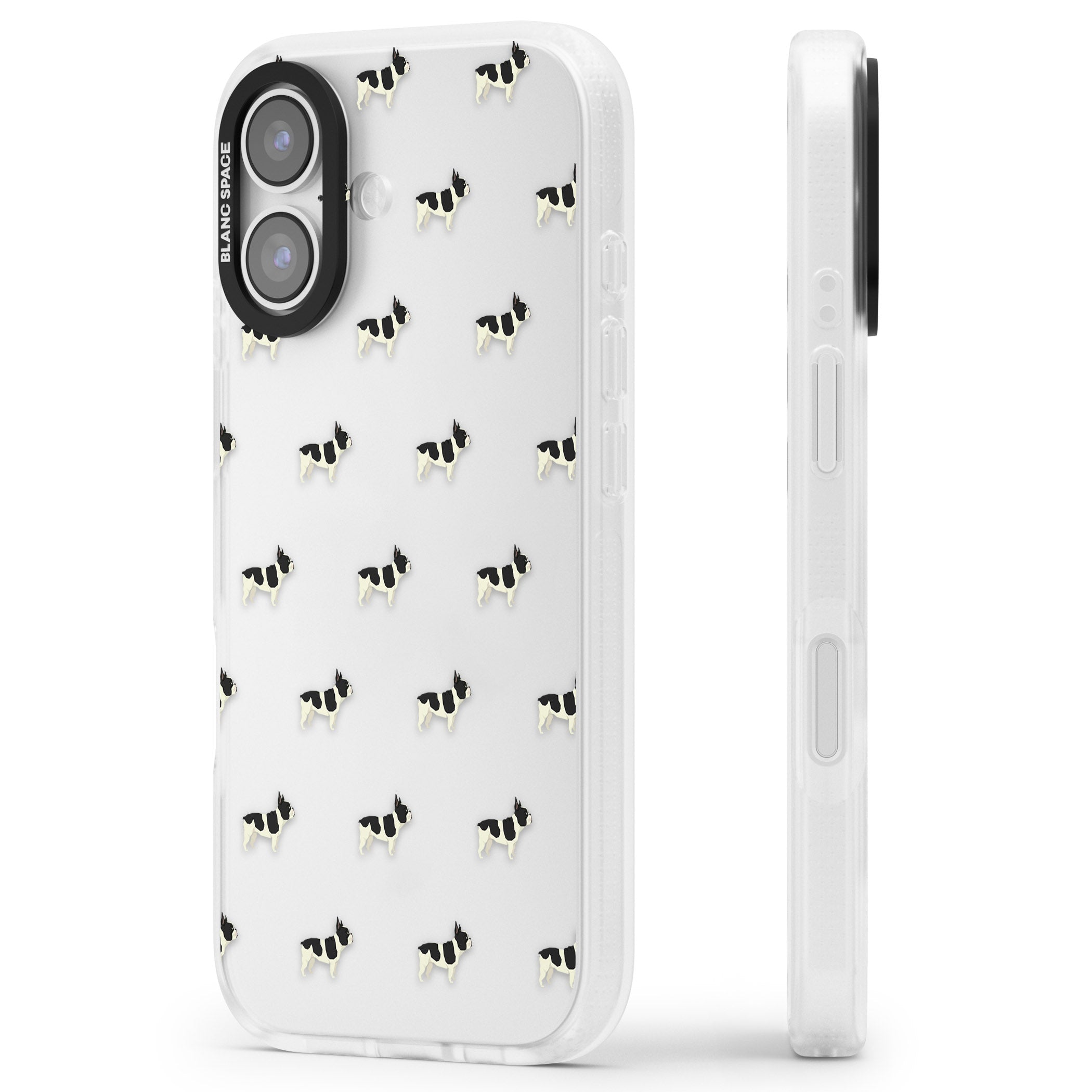 Frenchie Repeat Dog iPhone 17 Impact Air Clear Phone Case Side Profile