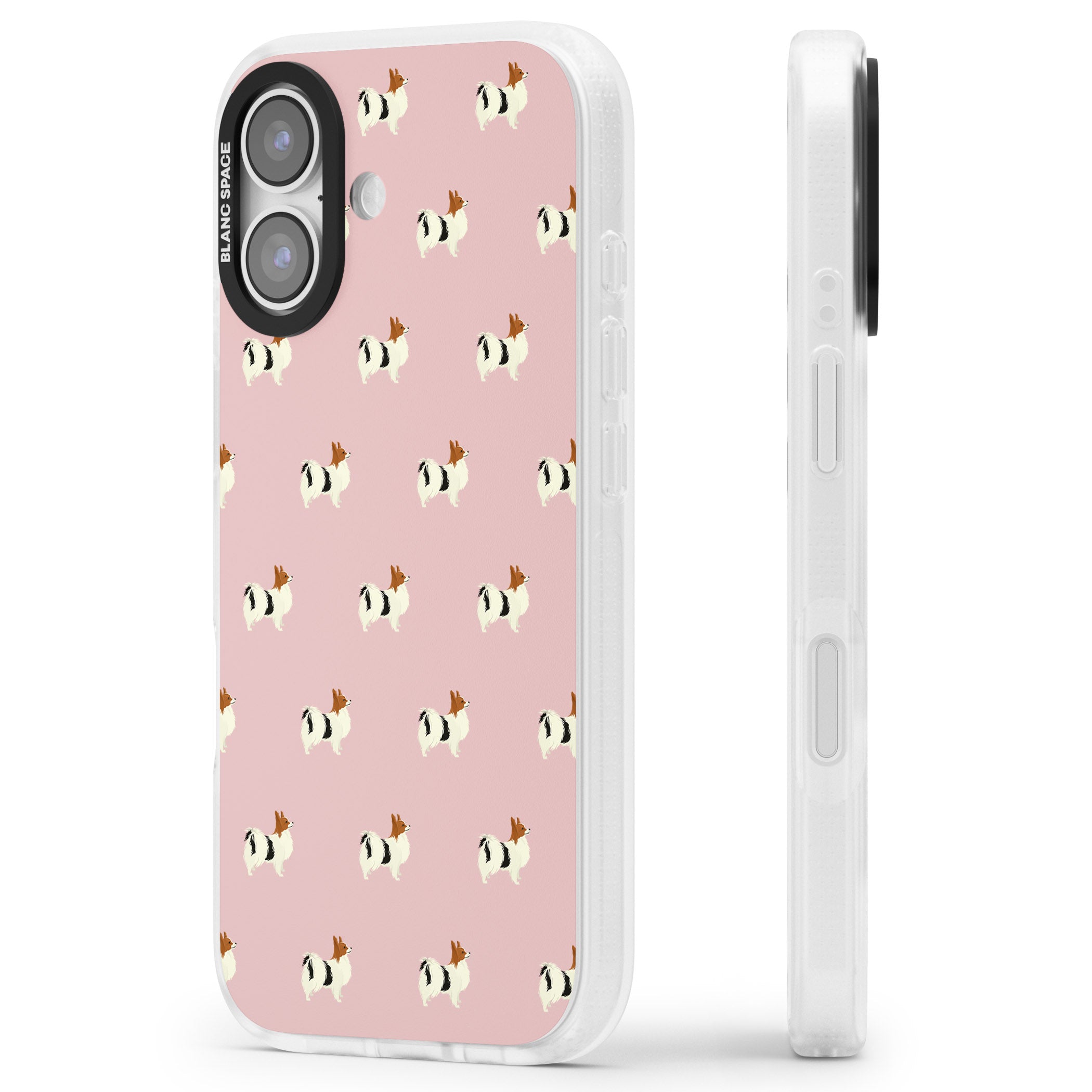 Papillon Dog Pattern iPhone 17 Impact Air Clear Phone Case Side Profile
