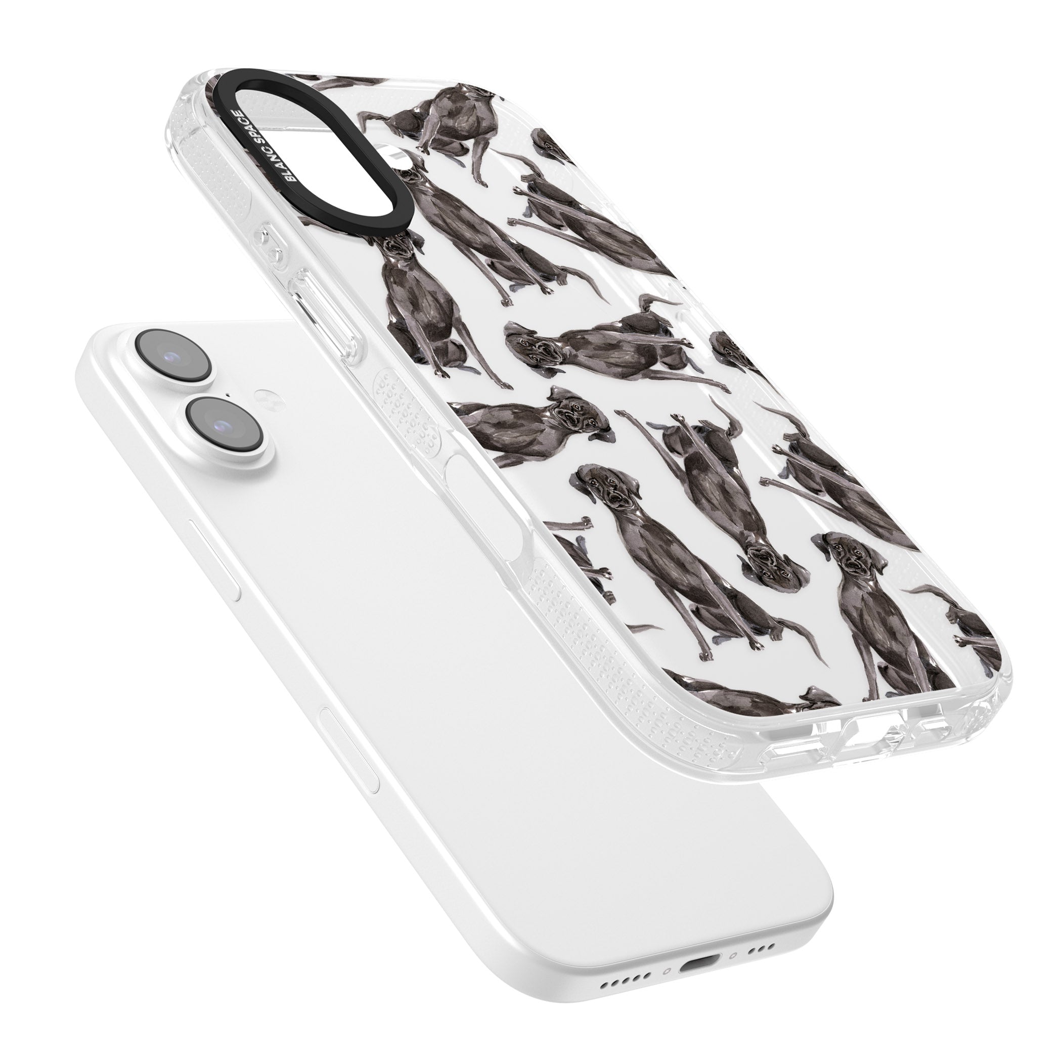 Black Labrador Watercolor Pattern iPhone 17 Impact Air Clear Phone Case Colours