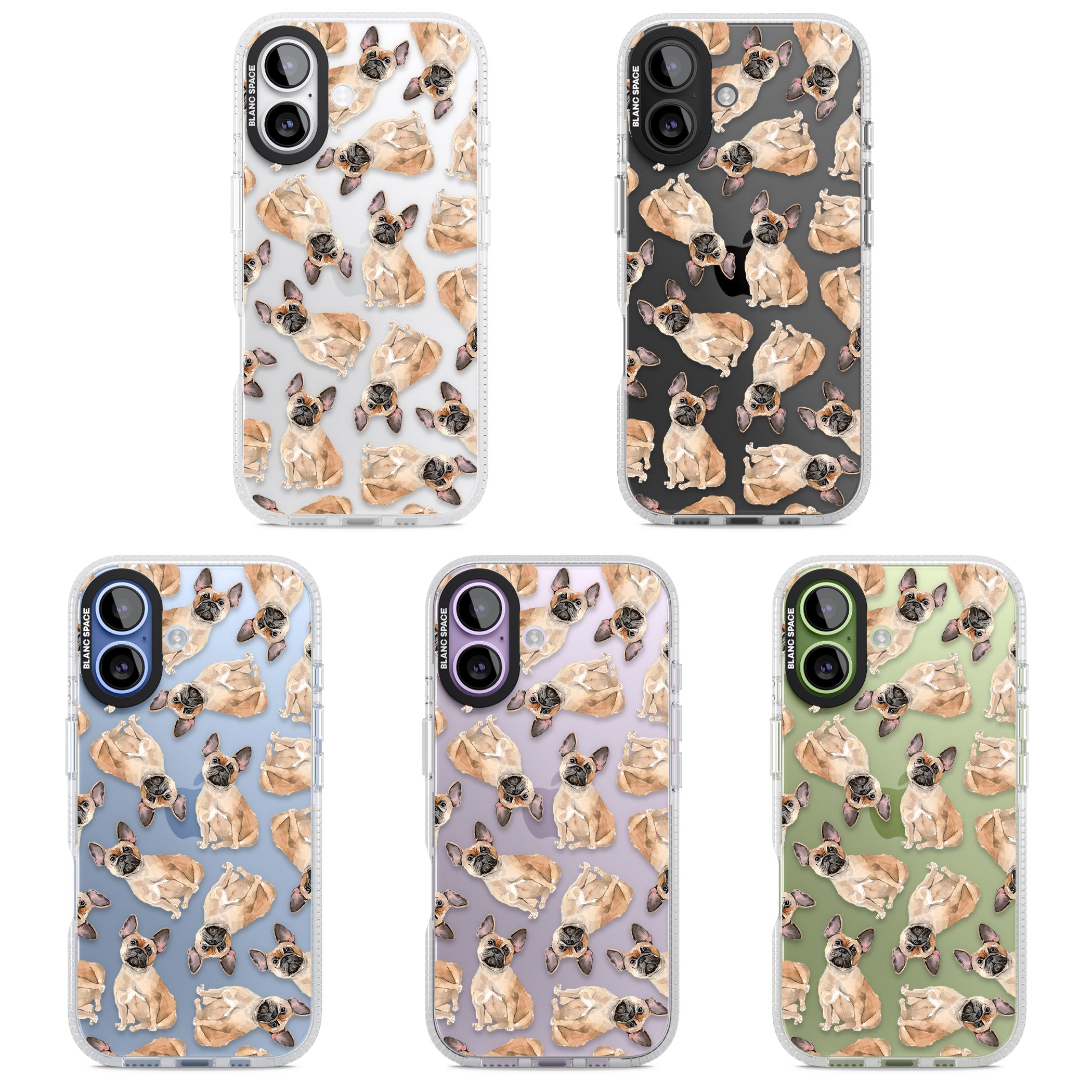 French Bulldog Watercolour Pattern iPhone 17 Impact Air Clear Phone Case APT Impact Protection