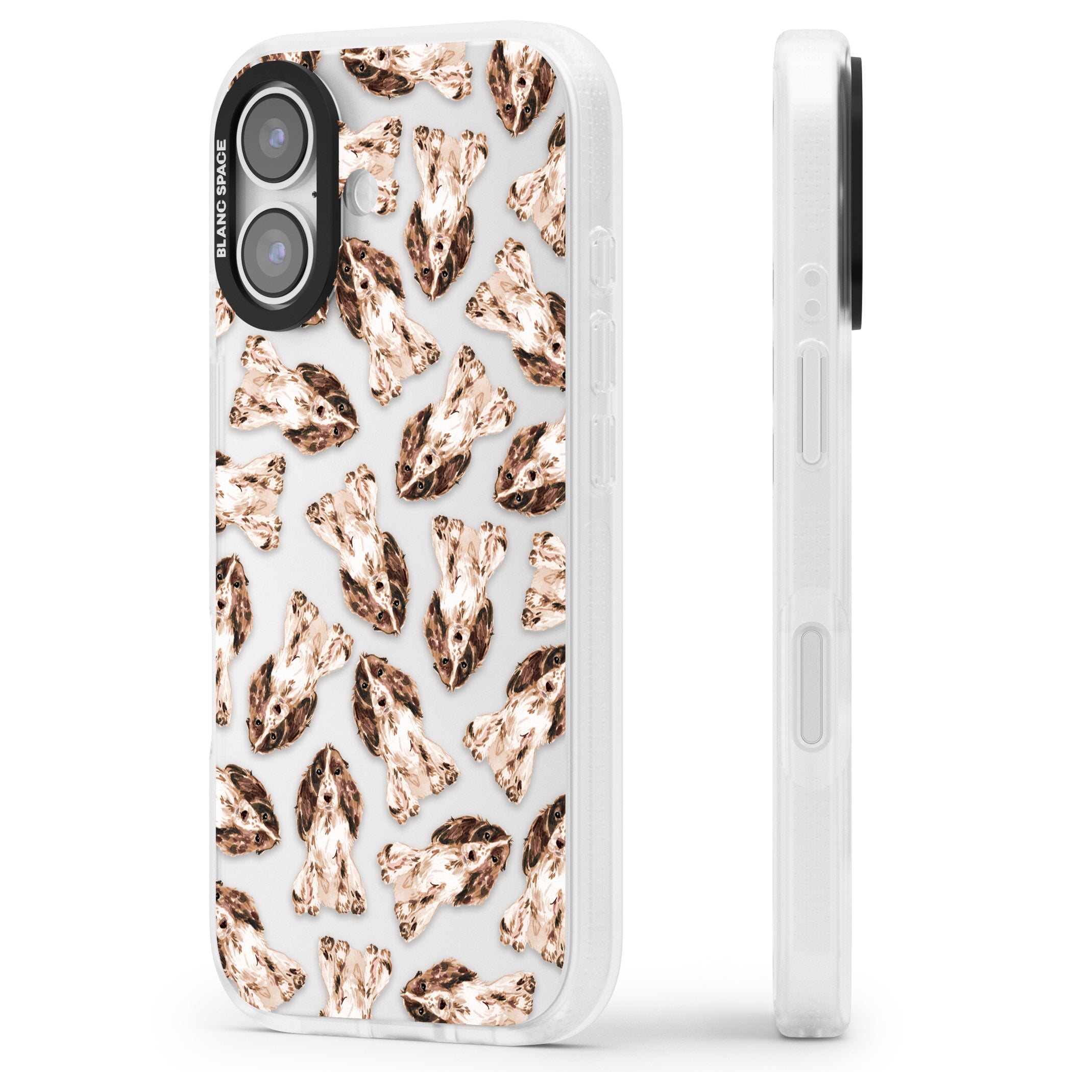 Cocker Spaniel (Brown) Watercolour Dog Pattern iPhone 17 Impact Air Clear Phone Case Side Profile