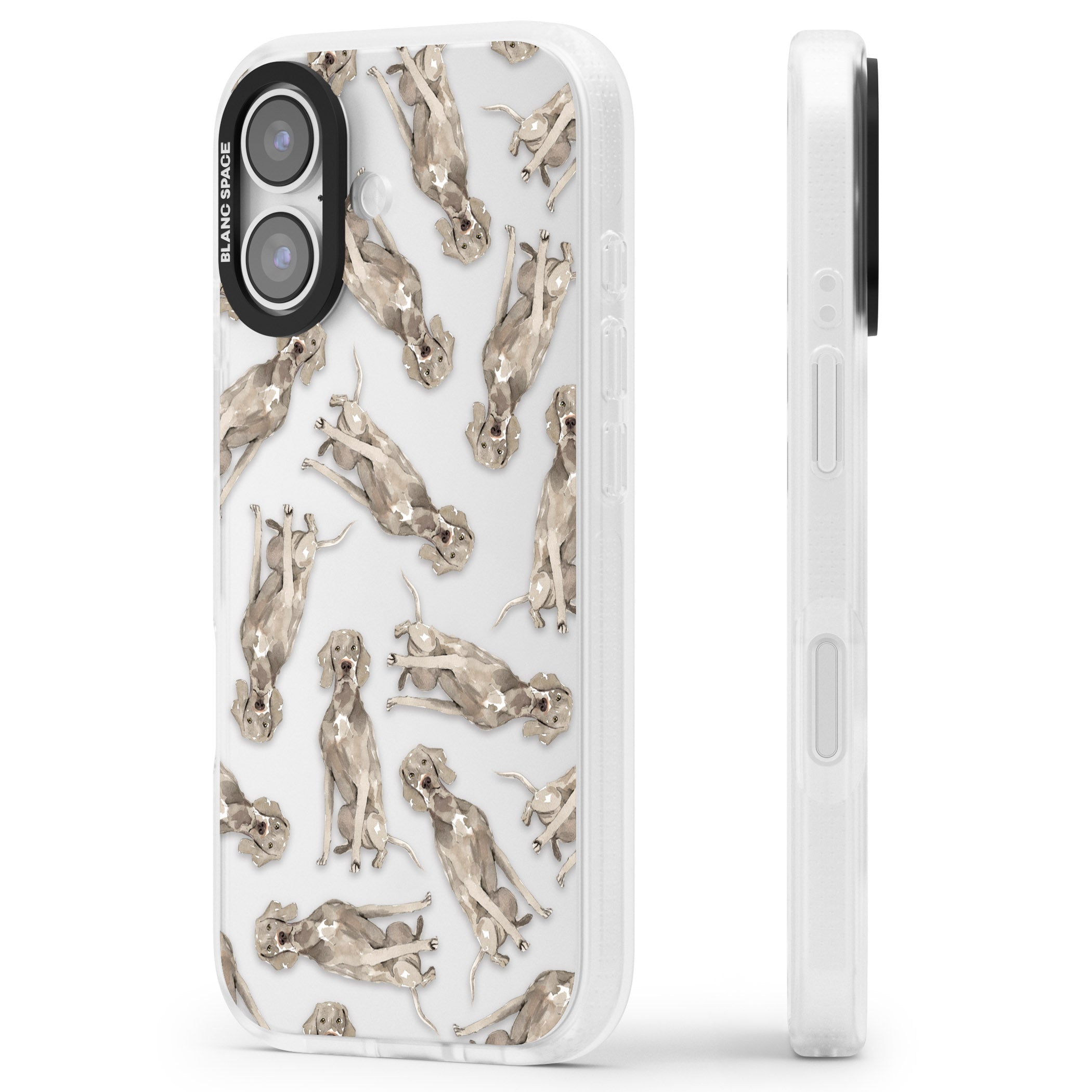 Weimaraner Watercolor Dog iPhone 17 Impact Air Clear Phone Case Side Profile