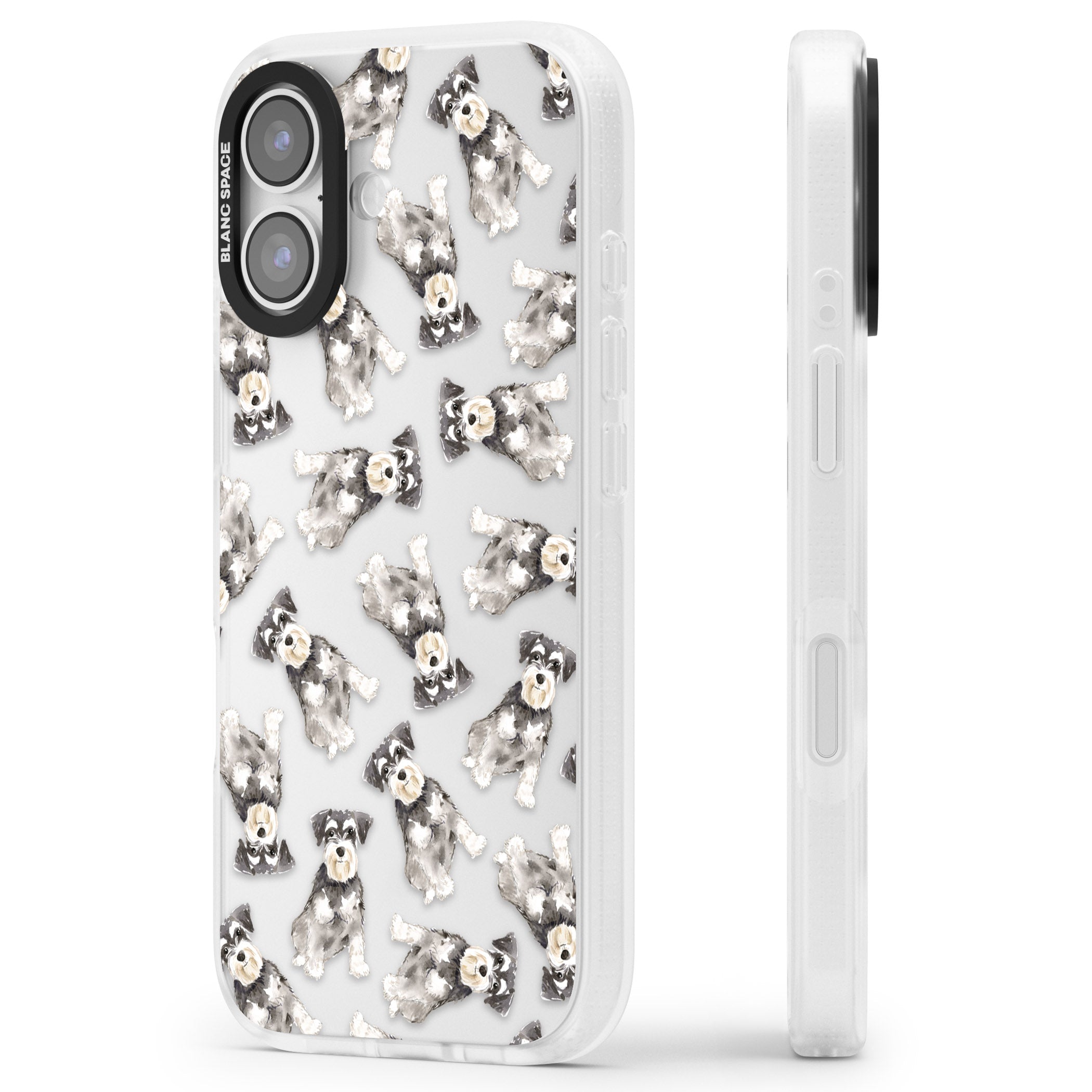 Miniature Schnauzer Watercolor iPhone 17 Impact Air Clear Phone Case Side Profile