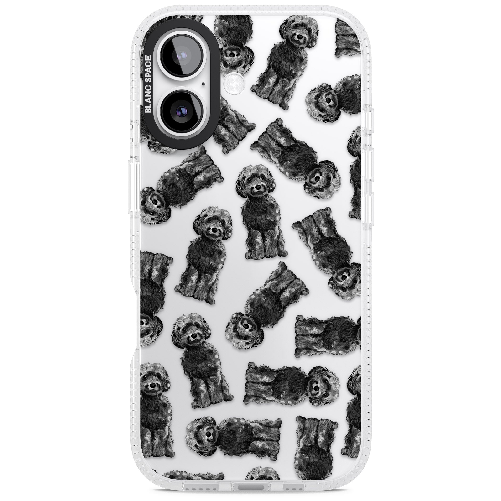 Black Cockapoo Watercolor iPhone 17 Impact Air Clear Phone Case