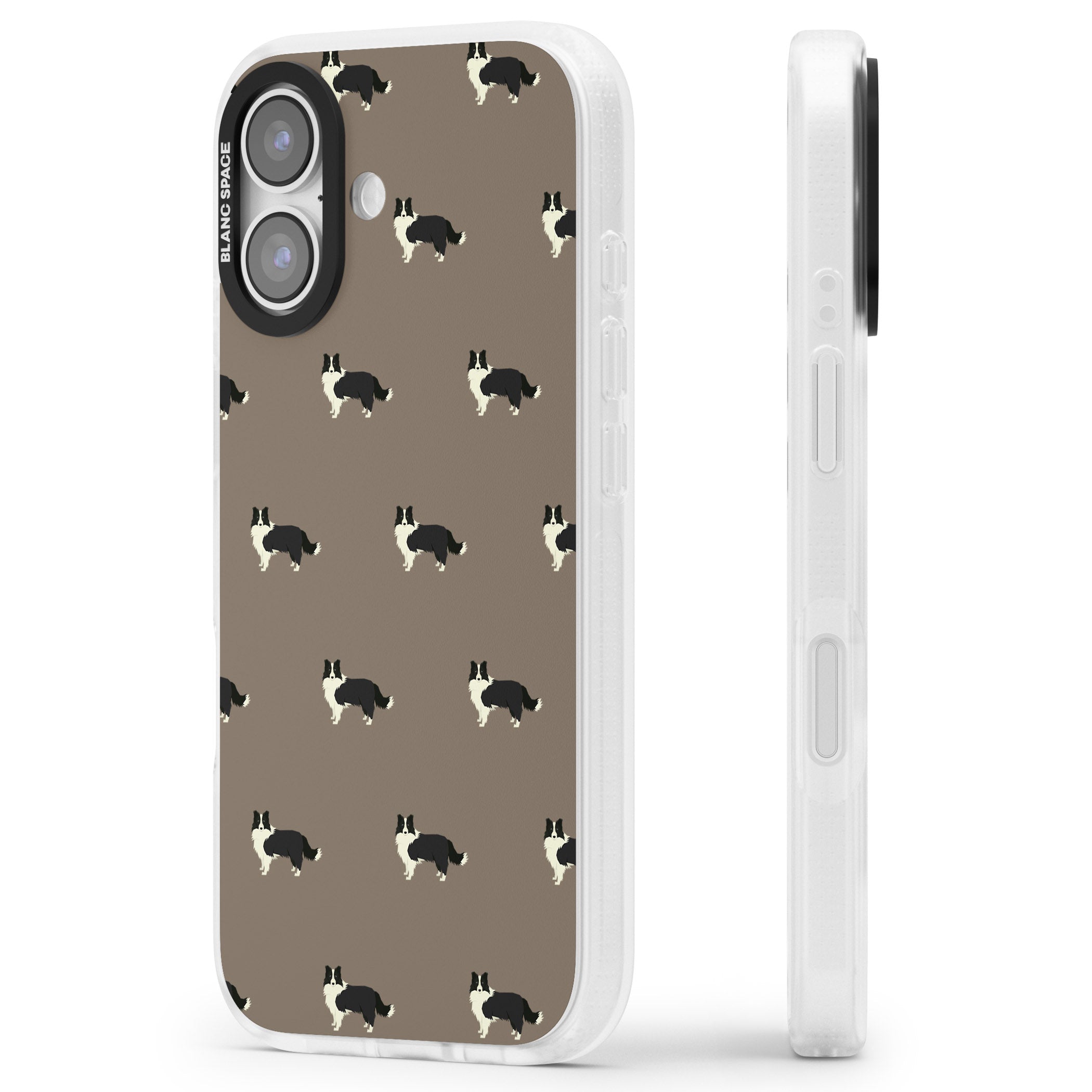 Border Collie Pattern Classic iPhone 17 Impact Air Clear Phone Case Side Profile