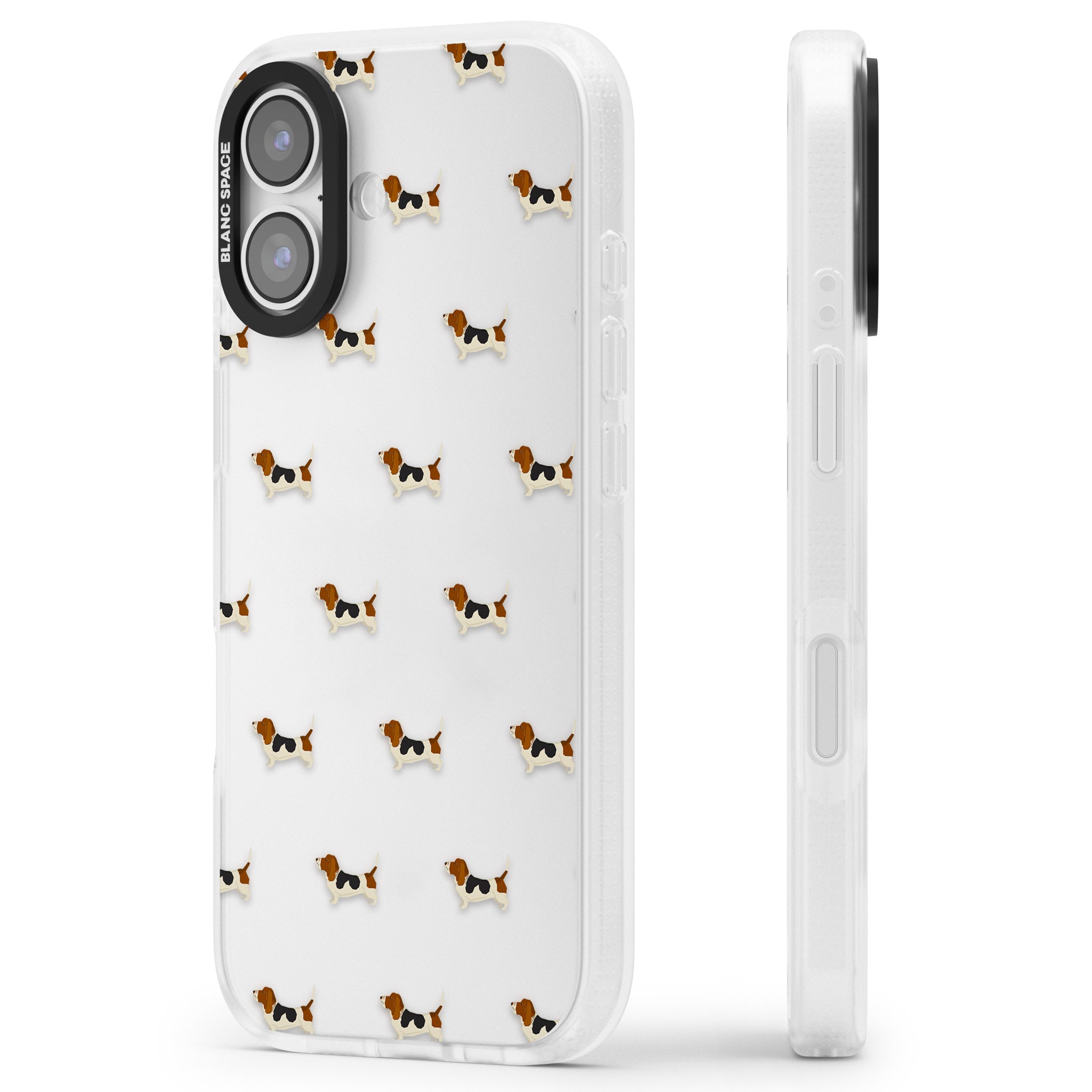 Basset Hound Pattern iPhone 17 Impact Air Clear Phone Case Side Profile