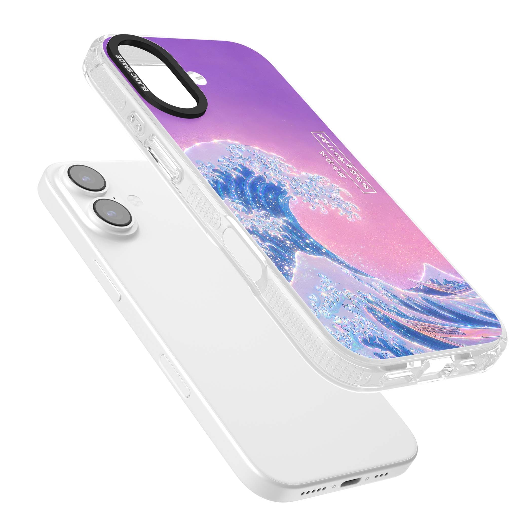 The Great Opal Wave Japanese iPhone case featuring Hokusai's great wave in iridescent pastels with lilac sky and Mou | Clear Case Impact Air case for iPhone 17