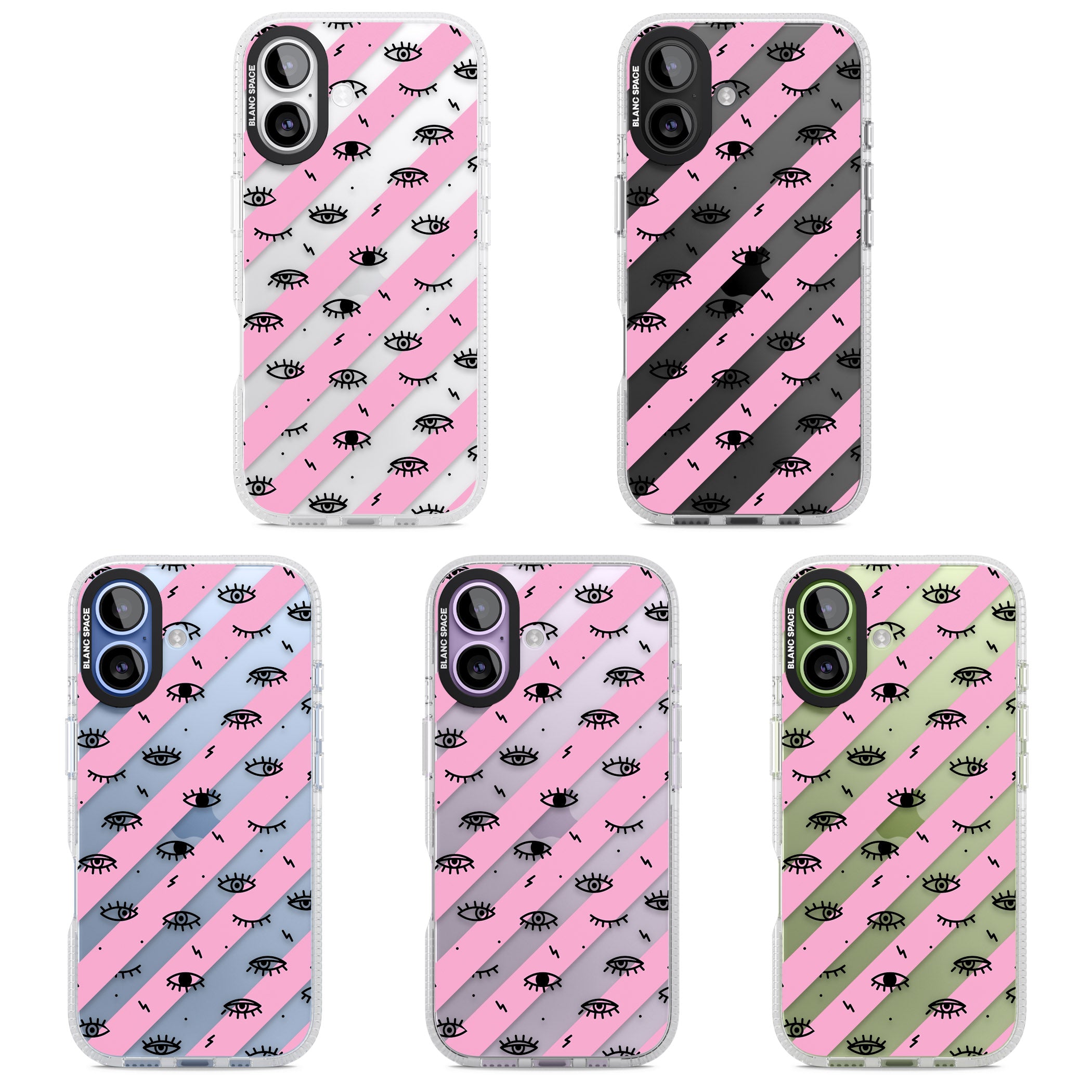 Pink Stripe Eyes iPhone 17 Impact Air Clear Phone Case APT Impact Protection