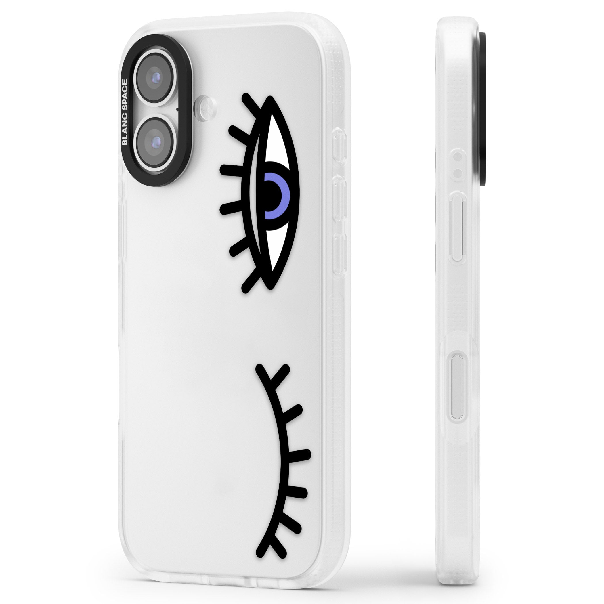 Winking Eyes Transparent Pattern iPhone 17 Impact Air Clear Phone Case Side Profile