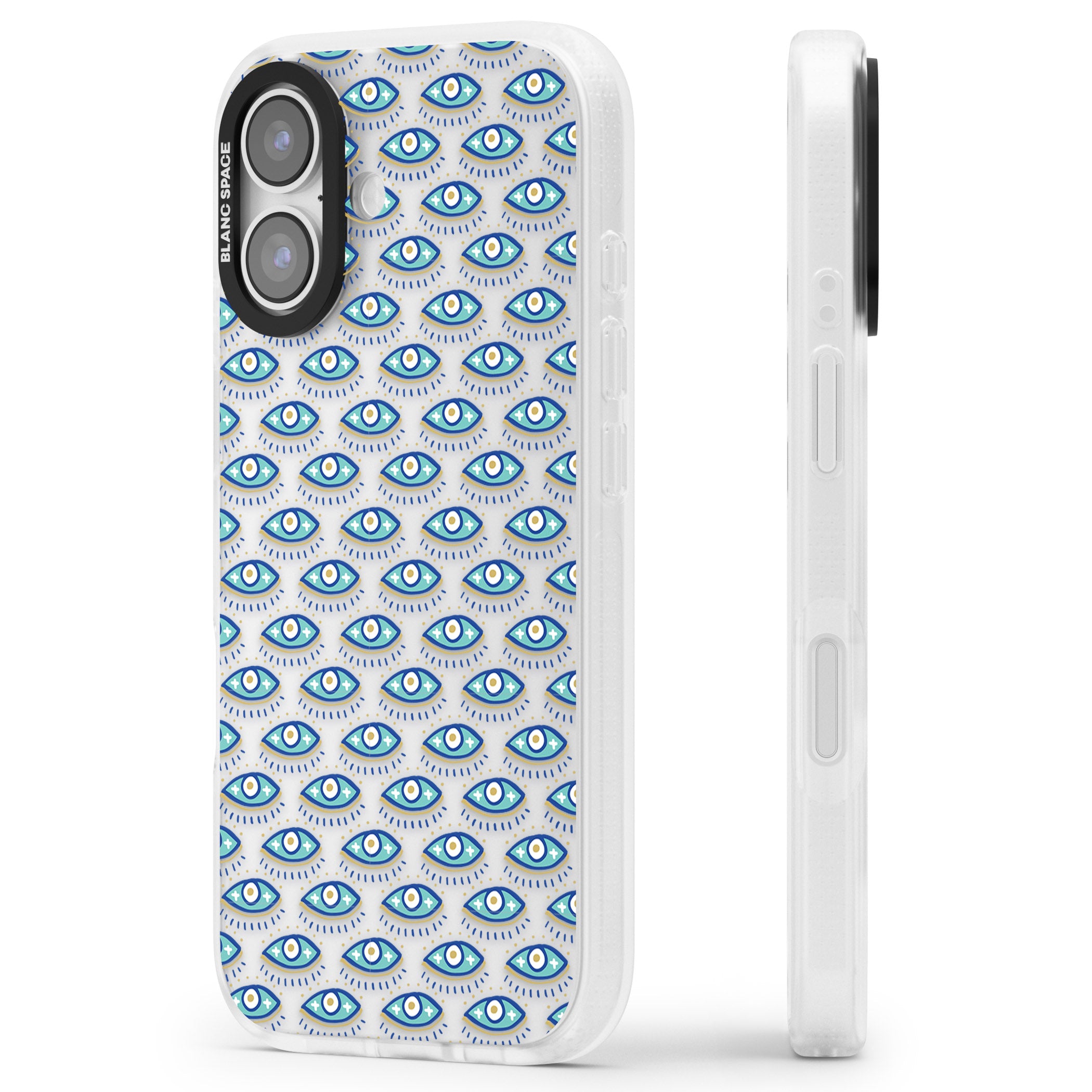 Psychedelic Eyes Pattern Color iPhone 17 Impact Air Clear Phone Case Side Profile