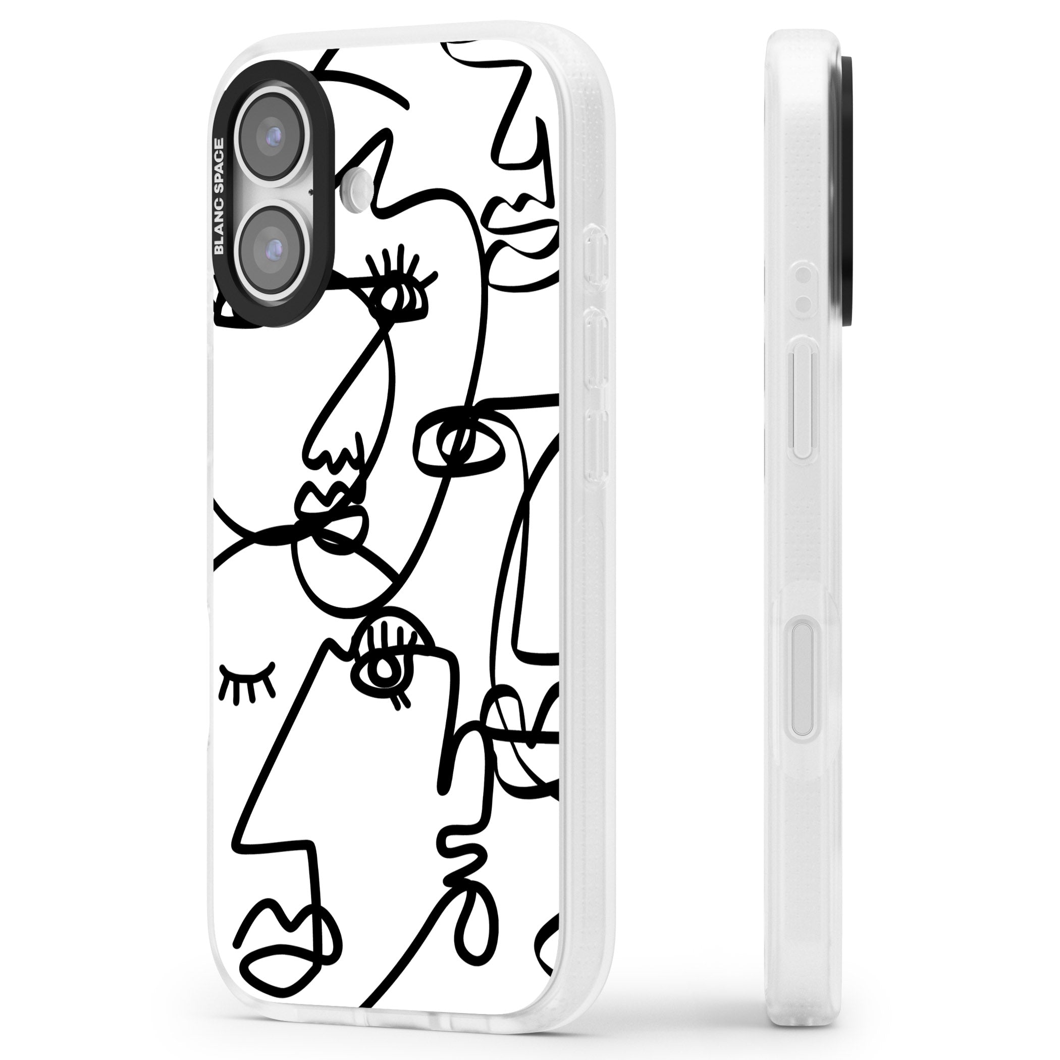 Abstract Line Art Black White iPhone 17 Impact Air Clear Phone Case Side Profile