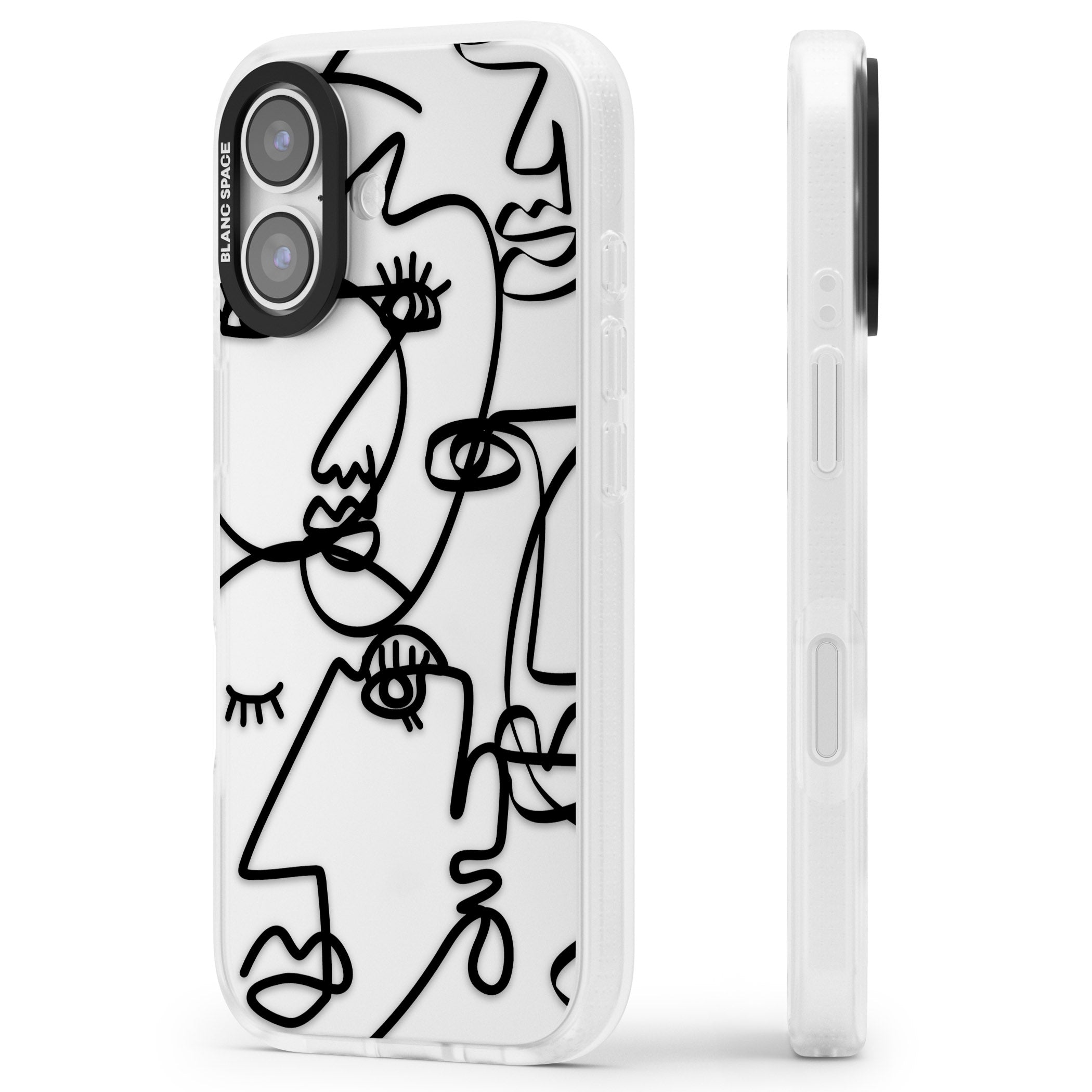 Abstract Line Art Black Clear iPhone 17 Impact Air Clear Phone Case Side Profile