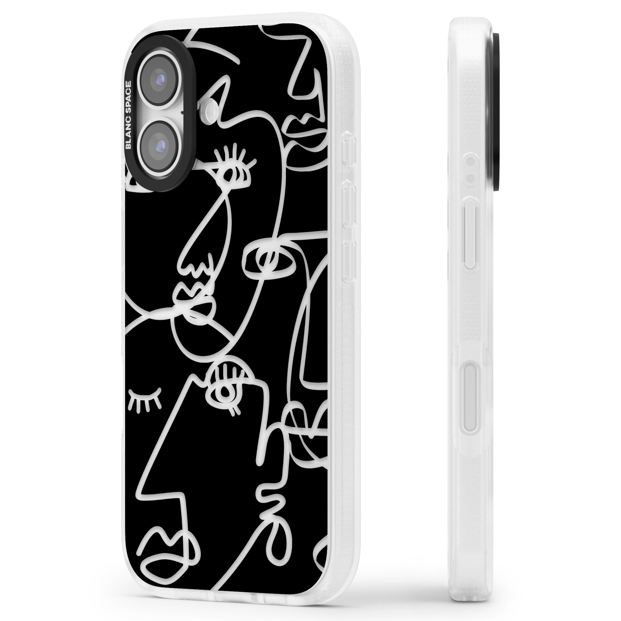 Abstract Line Art Clear Black iPhone 17 Impact Air Clear Phone Case Side Profile