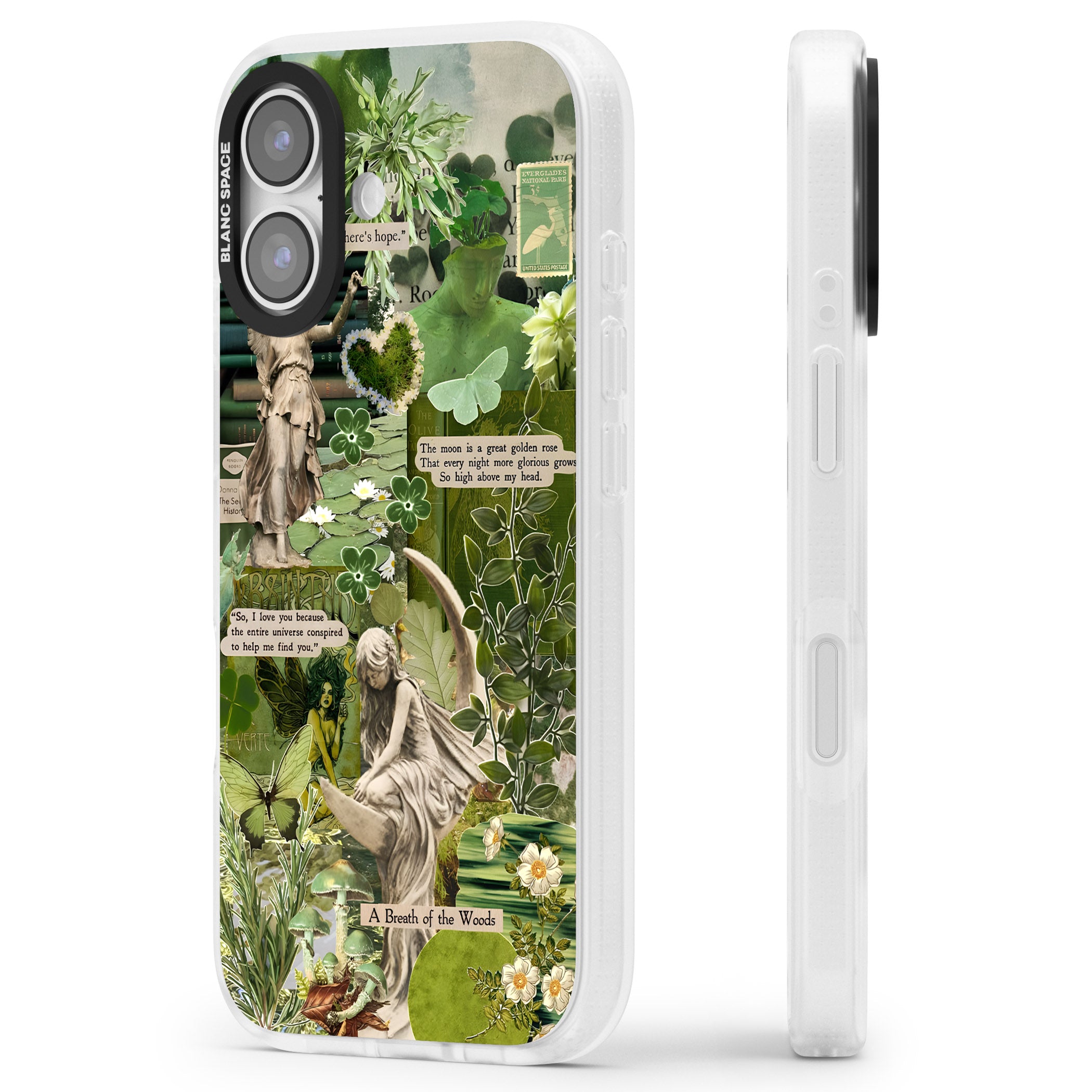 Enchanted Forest Green iPhone 17 Impact Air Clear Phone Case Side Profile