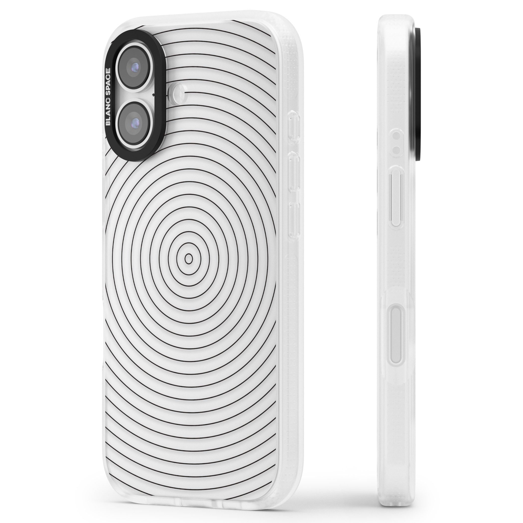 Concentric Lines: Monochrome Vibes iPhone 17 Impact Air Clear Phone Case Side Profile