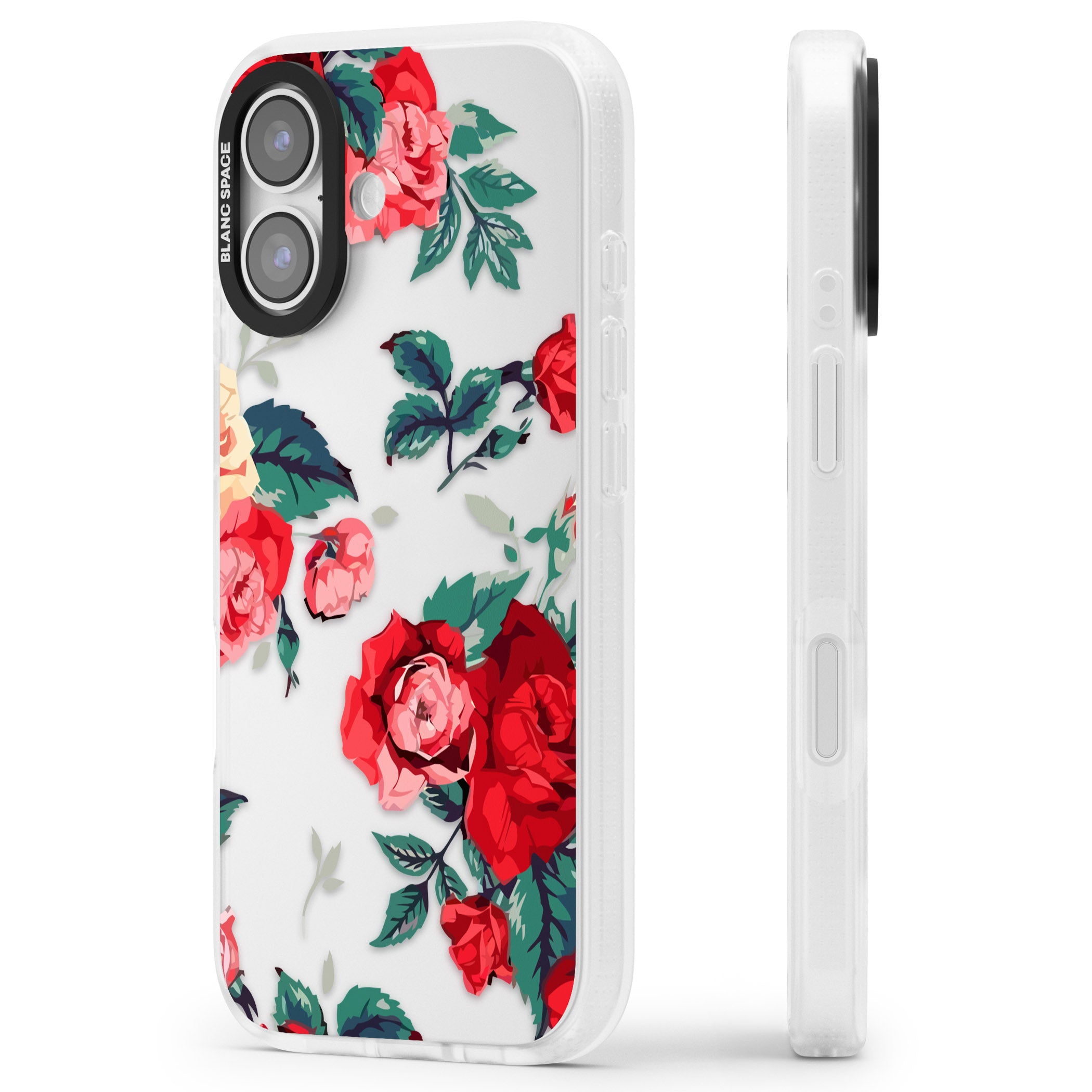 Rose Pattern iPhone 17 Impact Air Clear Phone Case Side Profile