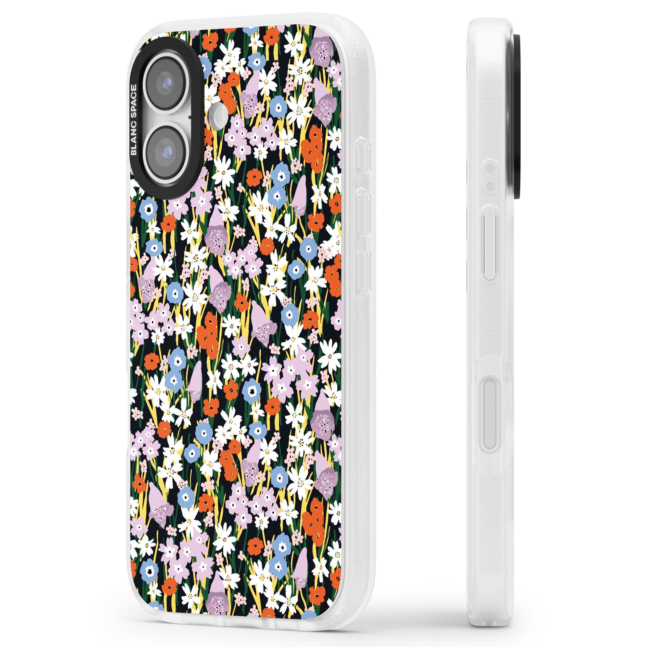 Energetic Floral Mix iPhone 17 Impact Air Clear Phone Case Side Profile
