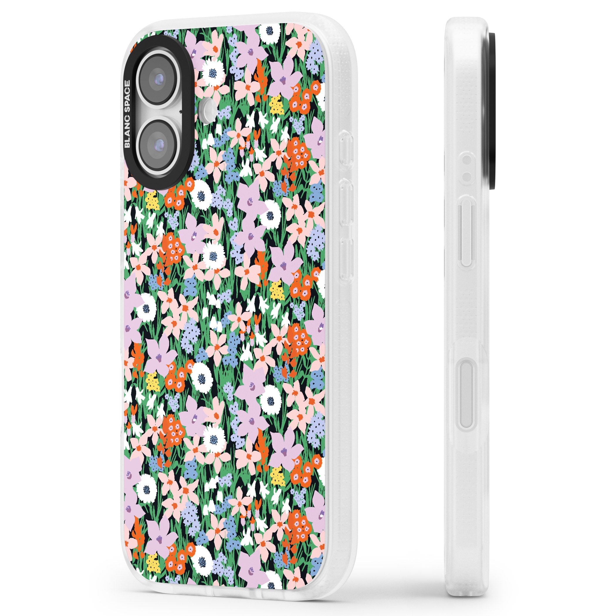 Jazzy Floral Mix iPhone 17 Impact Air Clear Phone Case Side Profile